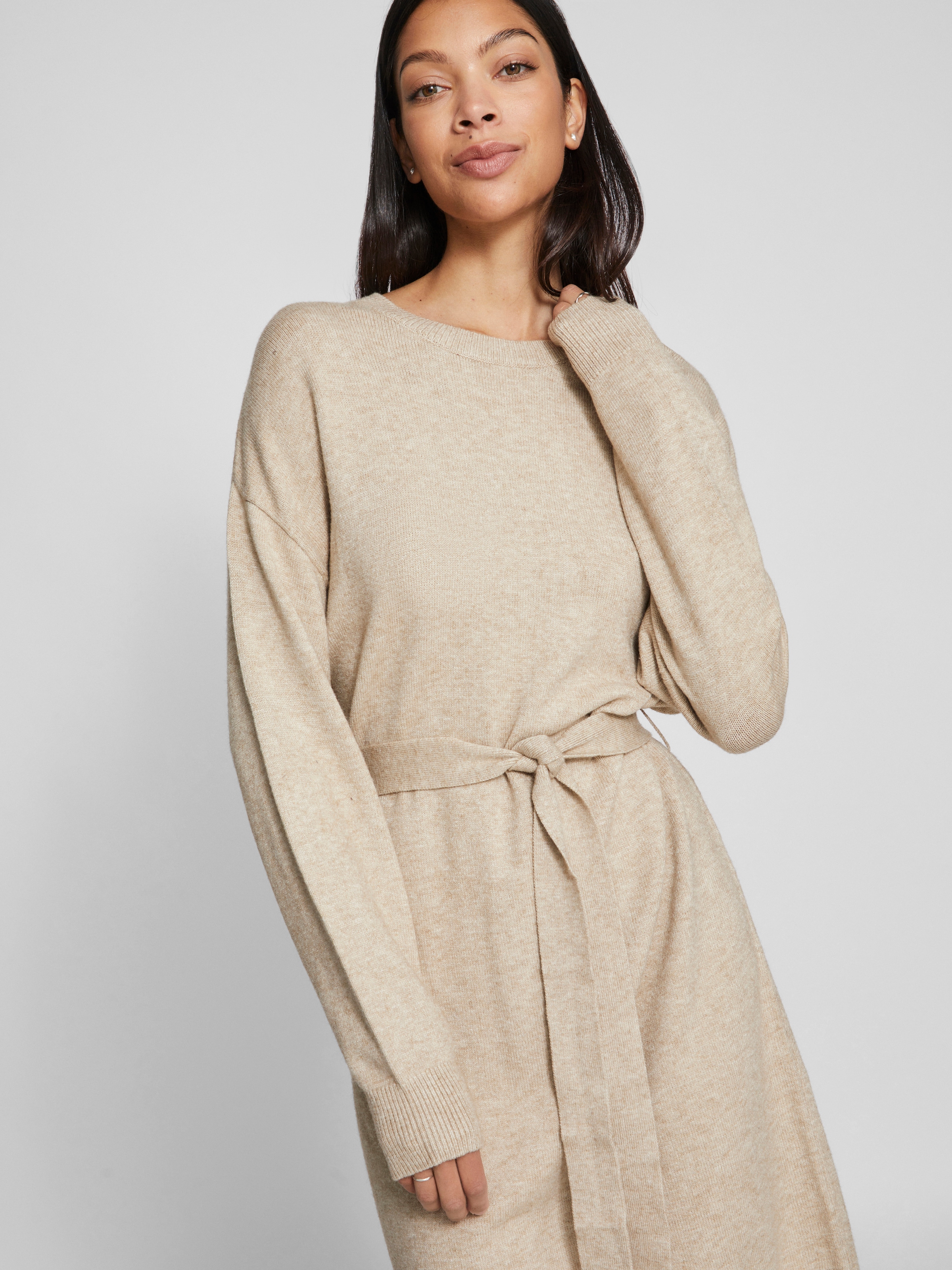 Vila Strickkleid »VIRIL O-NECK L/S BELT KNIT DRESS - NOOS«