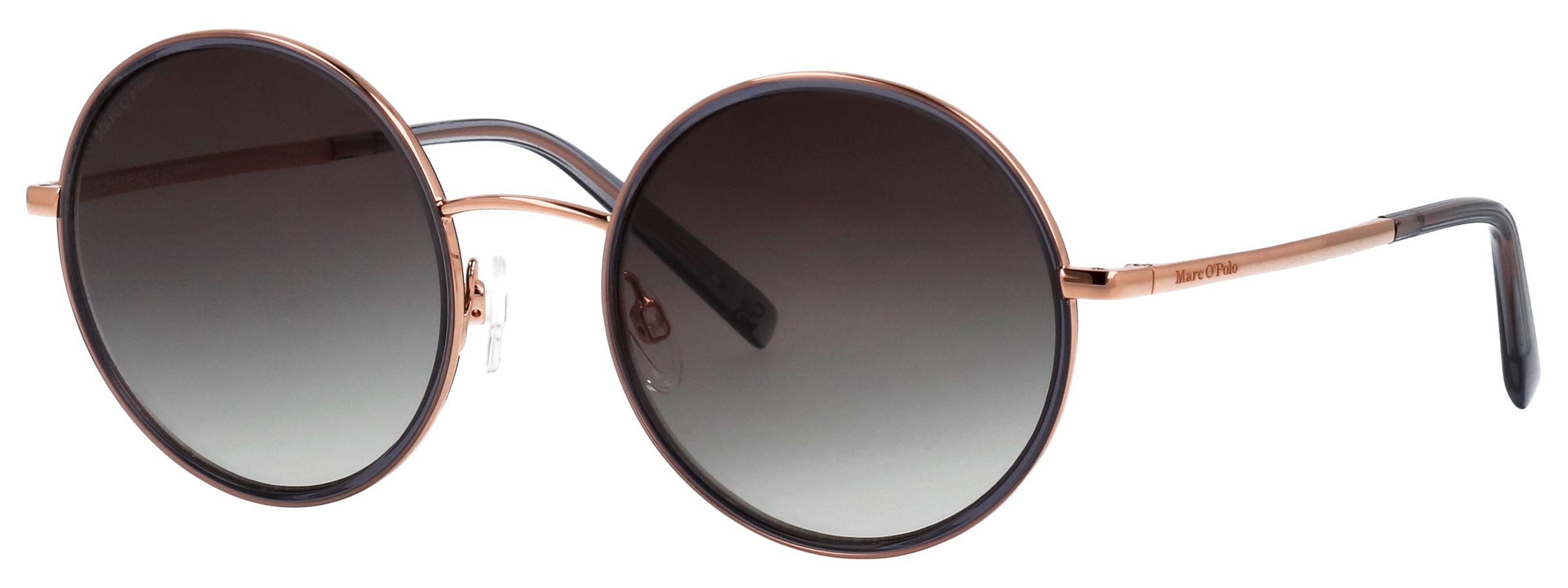 Sonnenbrille MARC O'POLO "Modell 508001", Damen, rosé, navy, leicht glänzend, metallic, Sonnenbrillen Sonnenbrille, Form Rund, Logoschriftzug auf Bügel, Kombifassung