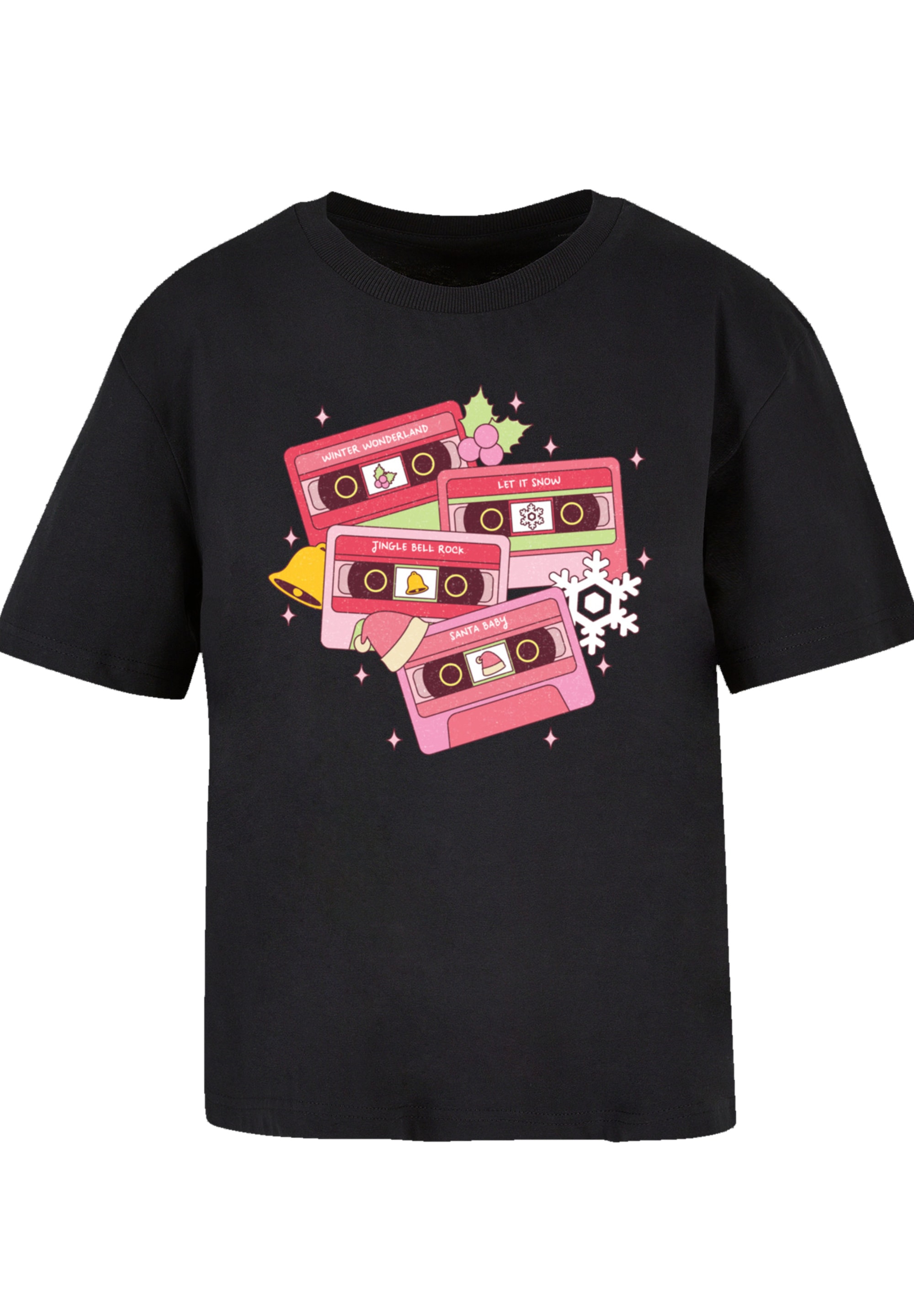 F4NT4STIC T-Shirt »Weihnachten Retro Song Tapes Pink«, Premium Qualität, Weihnachts-Kollection