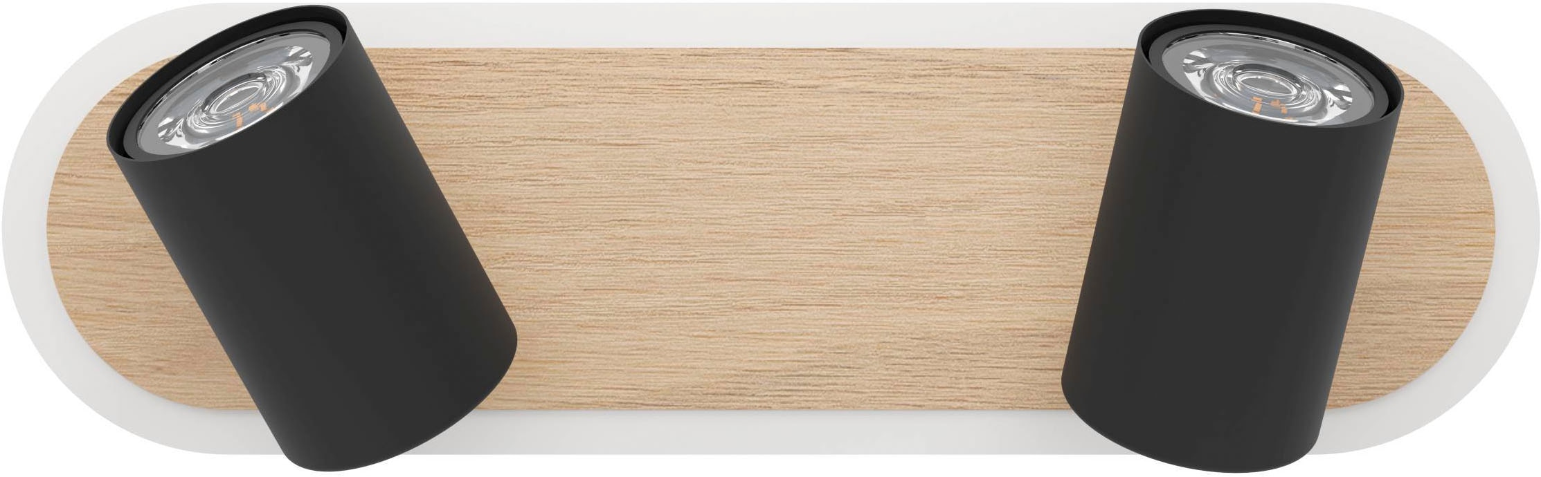 EGLO Deckenleuchte »Rimbocchi Deckenlampe, Metall und Holz-Optik, Spotbalken schwenkbar« LED-Modul 1 Stk. Warmweiß Spot - L34 x B10 x H15 cm - schwarz, braun - 12W inkl.