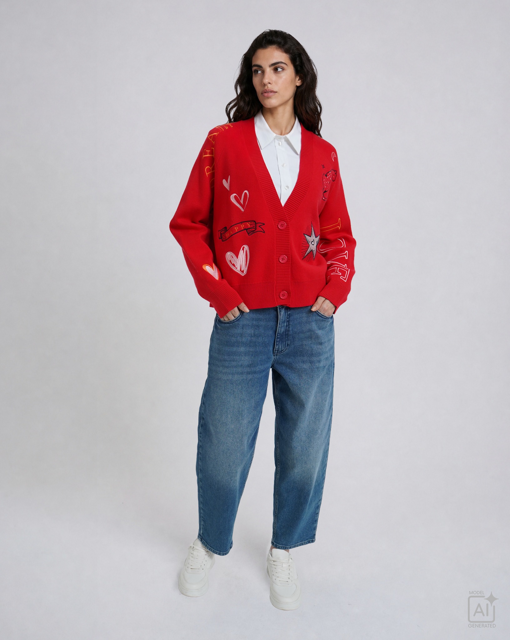 Milano Italy Cardigan mit Label-Applikation