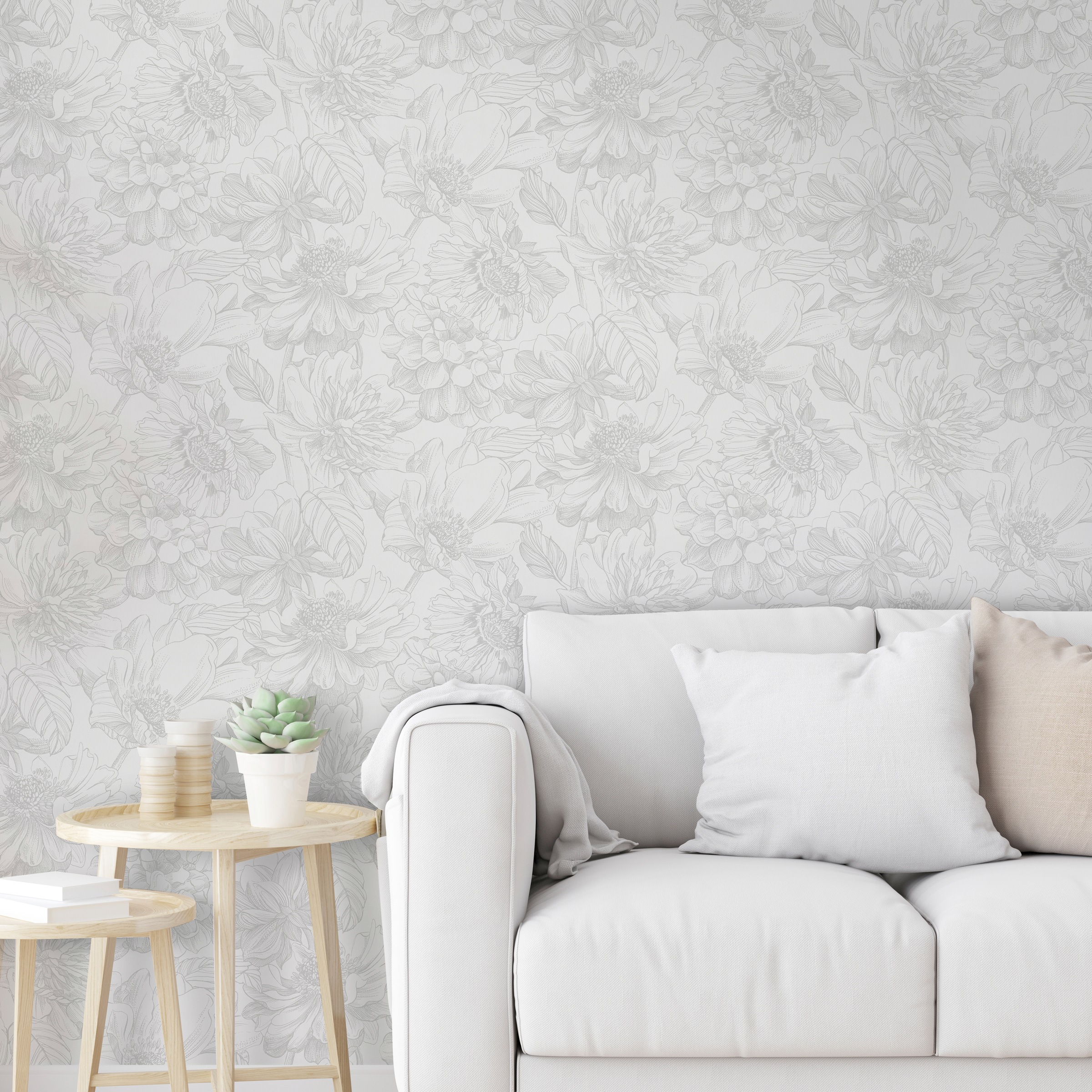 Art for the home Vliestapete »Soft Blush Dahlia«, Grau - 53x10m