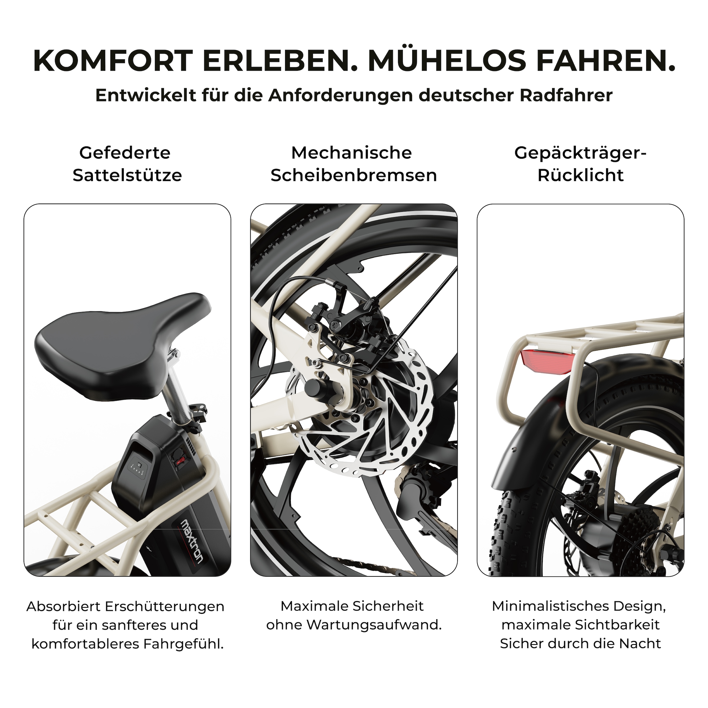 Maxtron »Maxtron MULE Klapprad« 7 Gang Shimano ALTUS Schaltwerk Kettenschaltung 350 W Packung,  Stadt & Abenteuer: 20" Fatbike mit XXL 20Ah Akku.