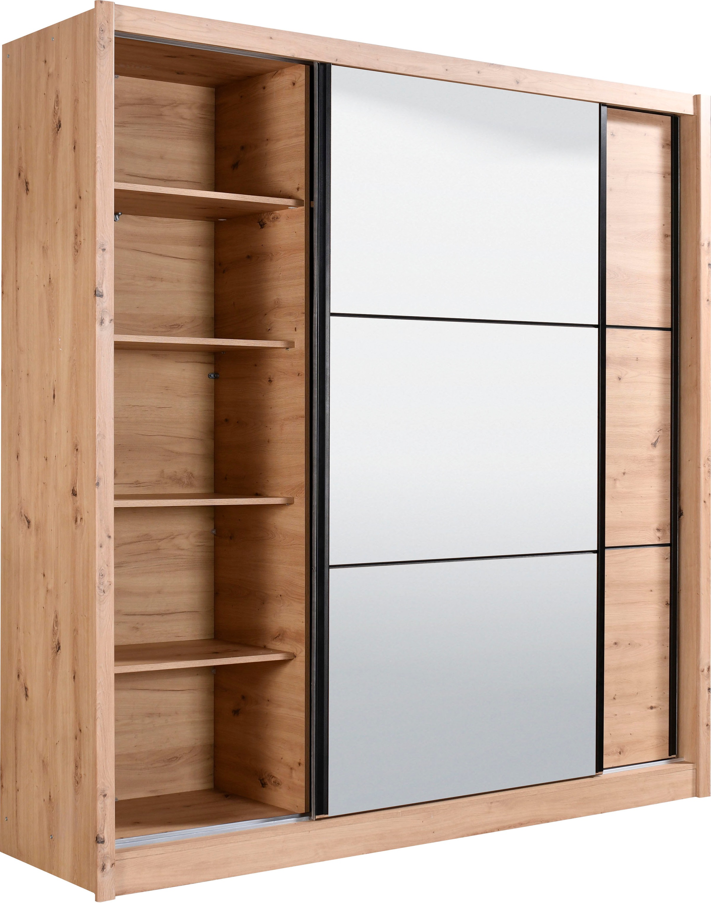 INOSIGN Schwebetürenschrank »Navara Kleiderschrank mit Spiegel Wäscheschrank Garderobe«, mit großzügiger Innenausstattung, FSC®-zertifiziert, in 3 Breiten
