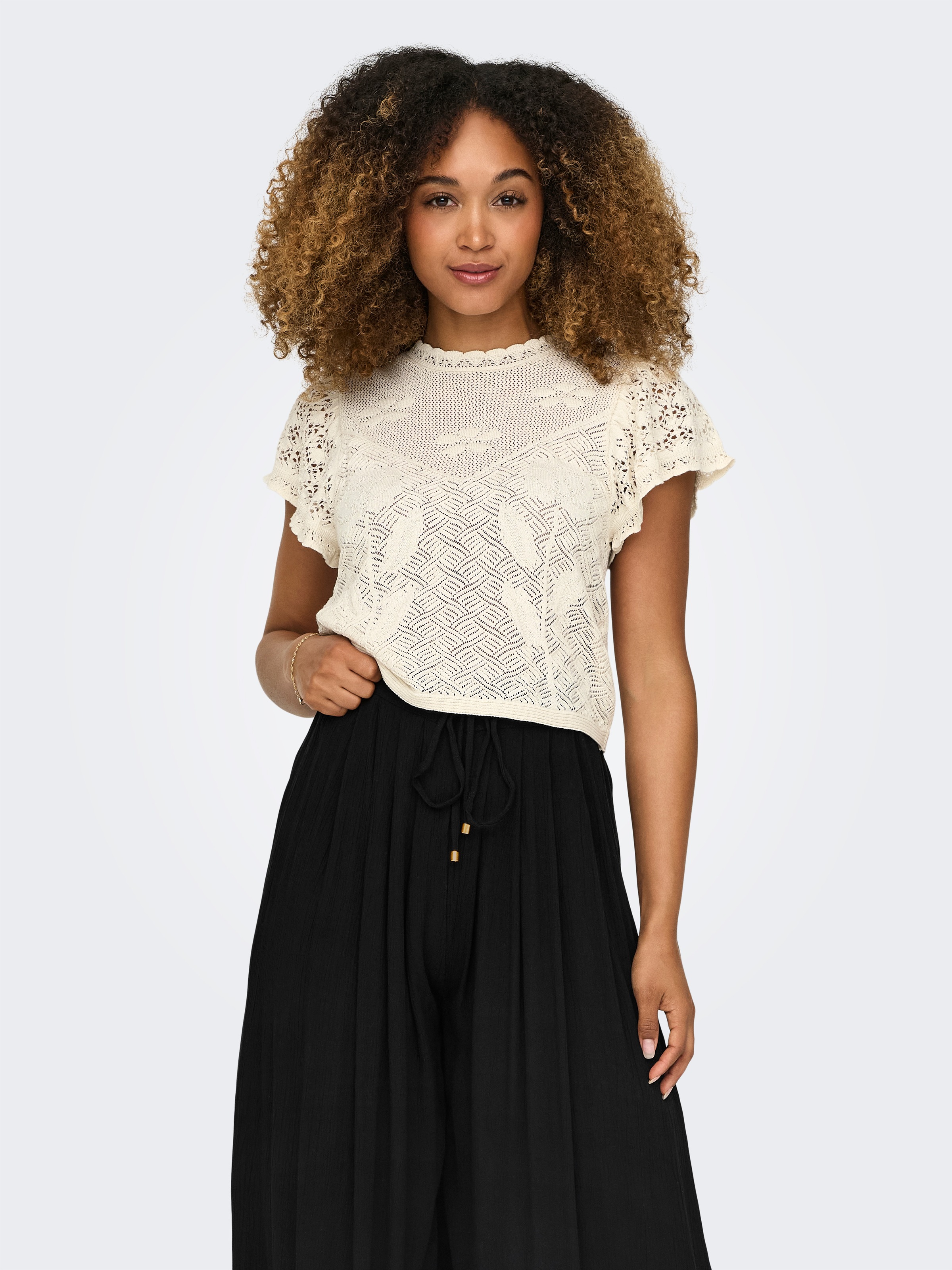 ONLY Kurzarmpullover "ONLESTRALLA S/S SHORT STRUCTOP KNT NOOS" günstig online kaufen