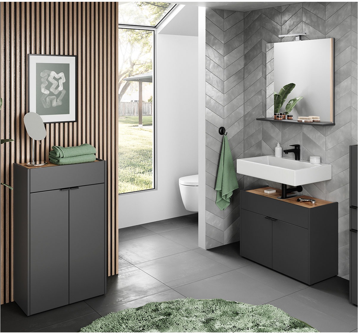 GERMANIA Badmöbel-Set "Ameca" 3 Stk. tlg. Badezimmer-Set bestehend aus Wasc günstig online kaufen