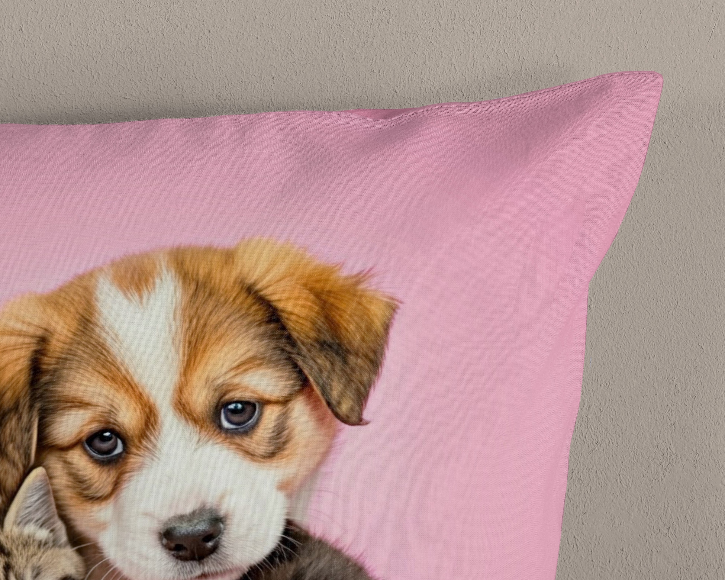 PURE luxury collection Kinderbettwäsche »Amis« 2 Stk. tlg. Mikrofaser, 135x200, 2 Teilig, Wendeoptik, Mädchen, Hund, Katze