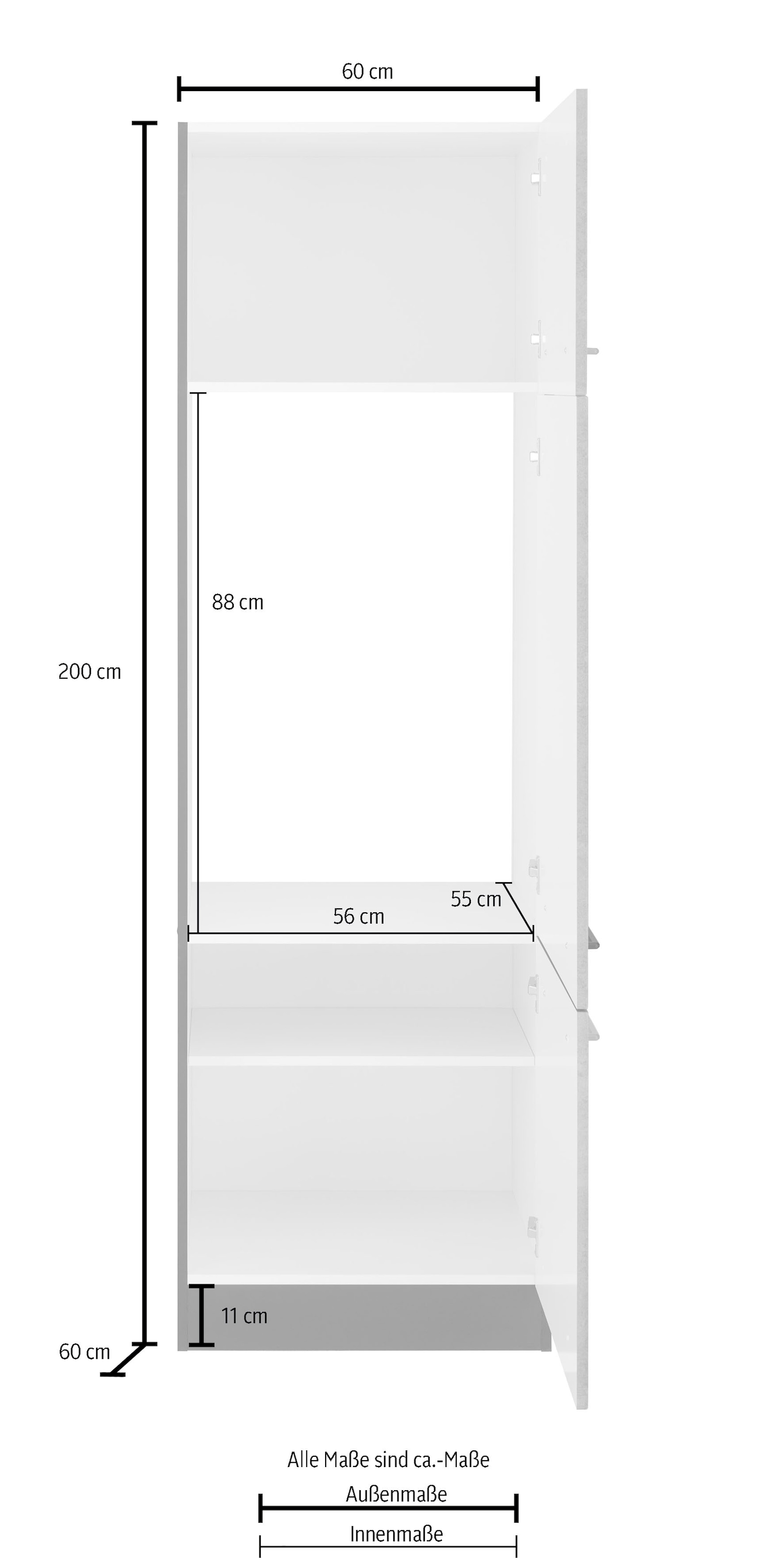 HELD MÖBEL Kühlumbauschrank | 200 breit, BAUR 60 cm schwarzer »Tulsa«, Türen, Metallgriff cm 3 kaufen hoch