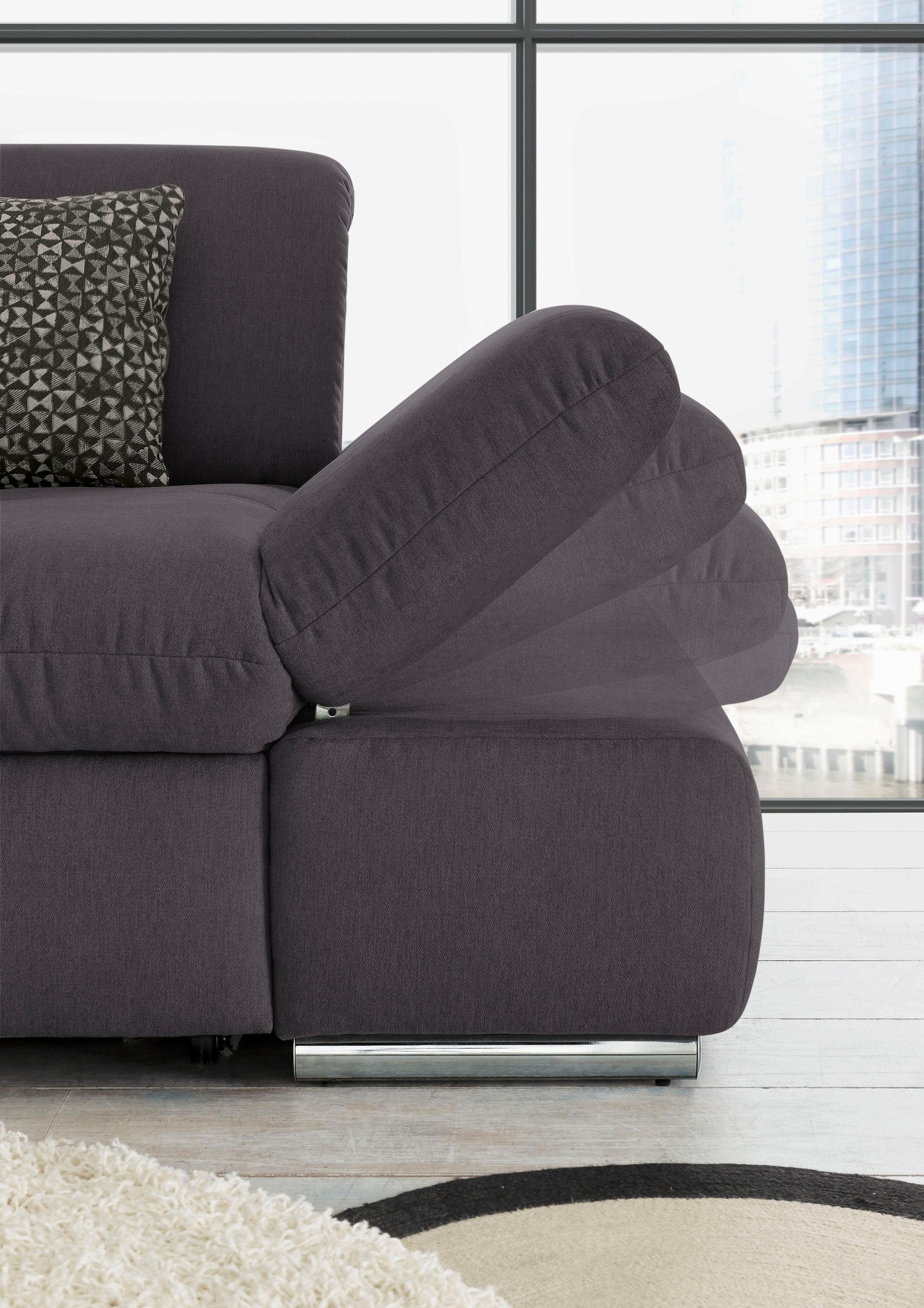 set one by Musterring Ecksofa »SO4100 V«, mit verstellbaren Kopfteilen, wahlweise mit Funktionen, Cord-Bezug