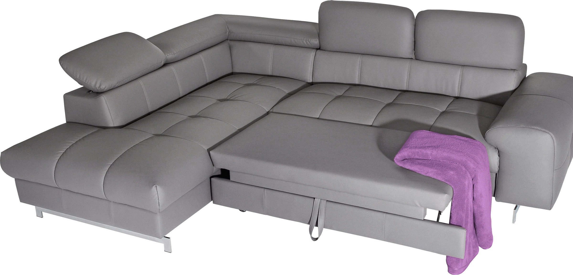 COTTA Ecksofa »Chef L-Form«, mit Kopfteilverstellung, edle Metallkufen, wahlweise mit Bettfunktion