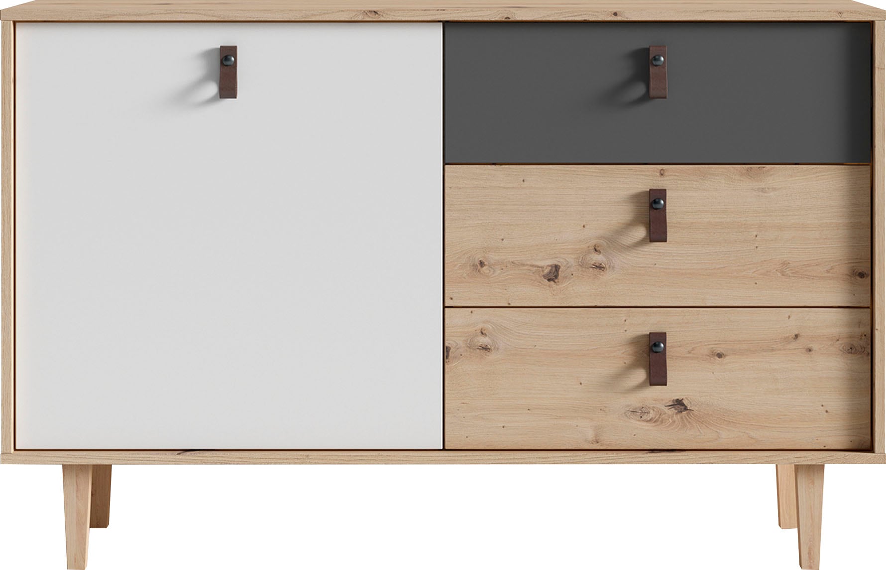 INOSIGN Sideboard »Bill, Kommode in 120cm und 180cm Breite, mit Massivholzfüssen,«, verstellbaren Einlegeböden und Schubkästen für viel Stauraum