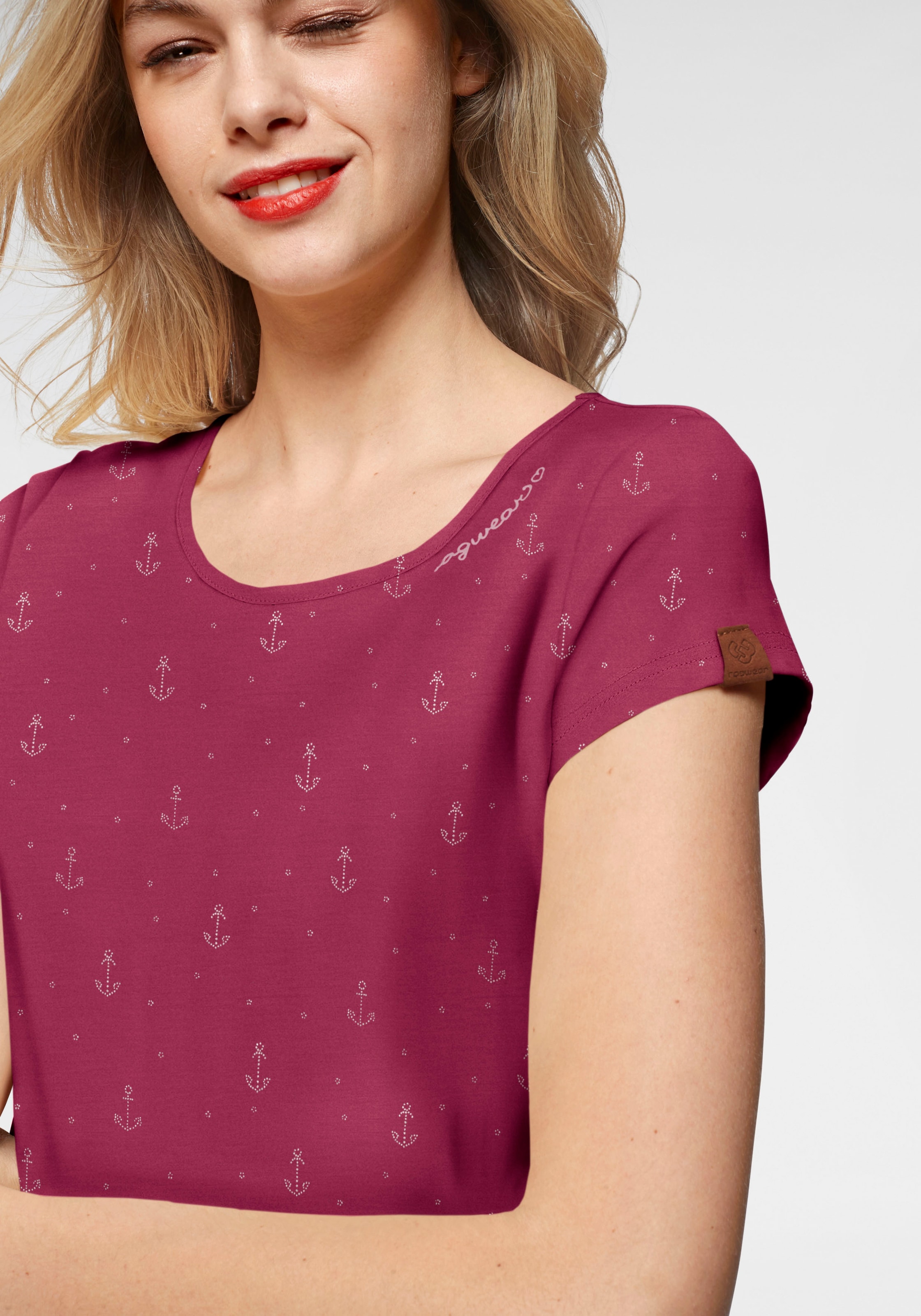 Ragwear T-Shirt »FLORAH A ORGANIC O« mit maritimen Anker-Allover-Druck