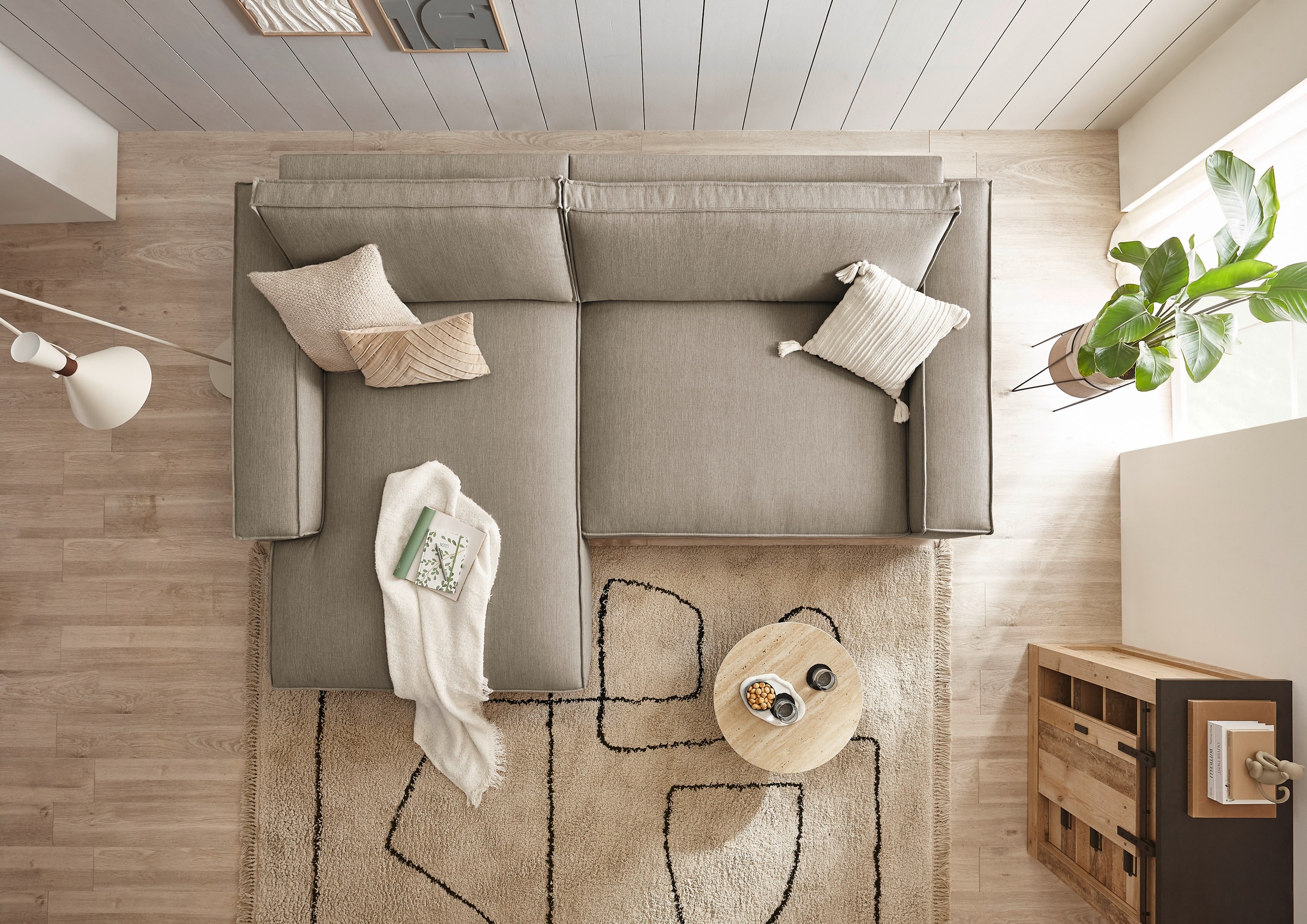 Home affaire Ecksofa »NEU: SHERWOODL XXL 284, Big-Sofa L-Form, tiefe Sitzfläche 95 cm, Cord,«, Leinenoptik, Recamiere rechts/links, auch als Schlafsofa stellbar