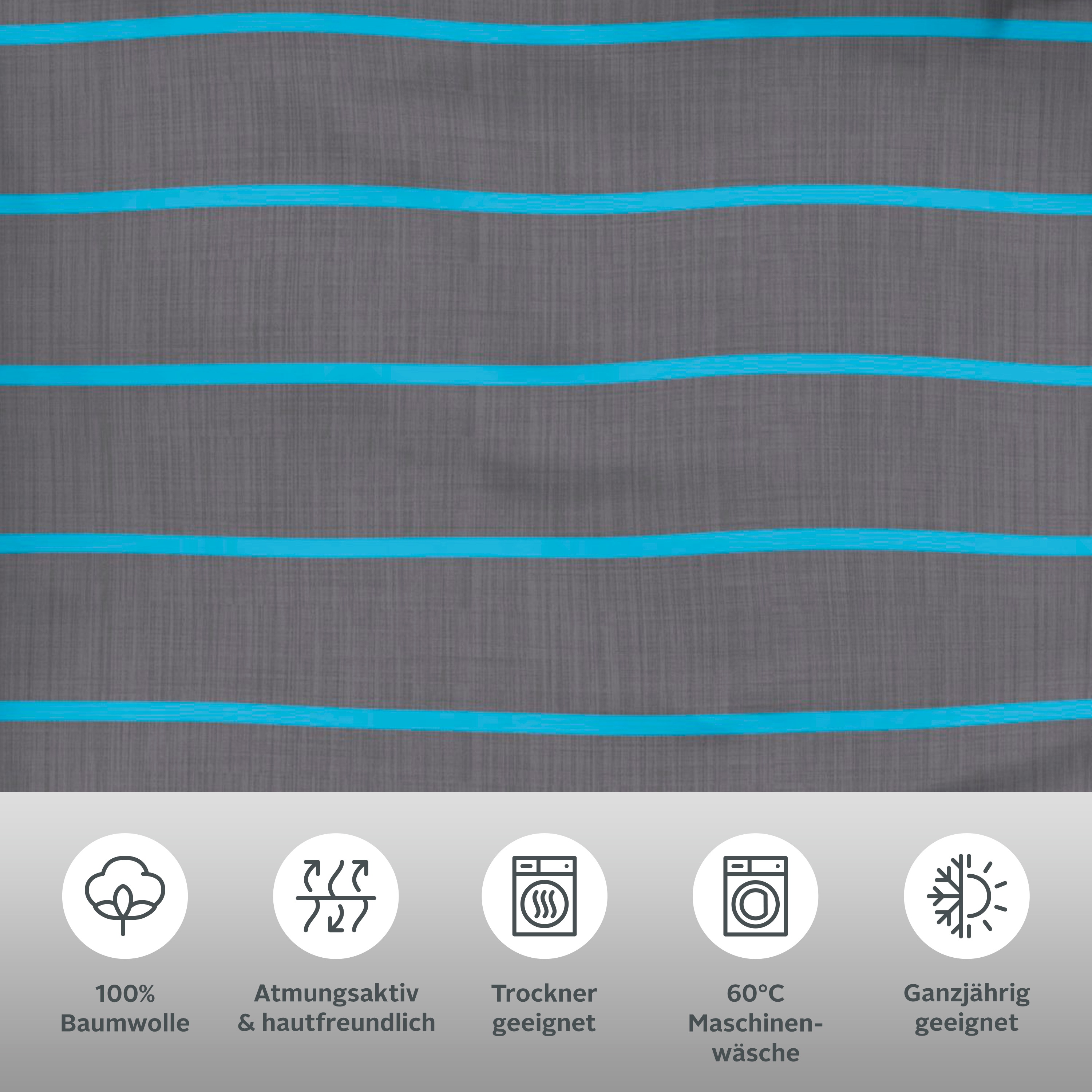 Thumbnail - my home Bettwäsche "Katja" 2 tlg. Bettwäsche aus Baumwolle, Bettwäsche mit Streifen-Design, Wendeoptik