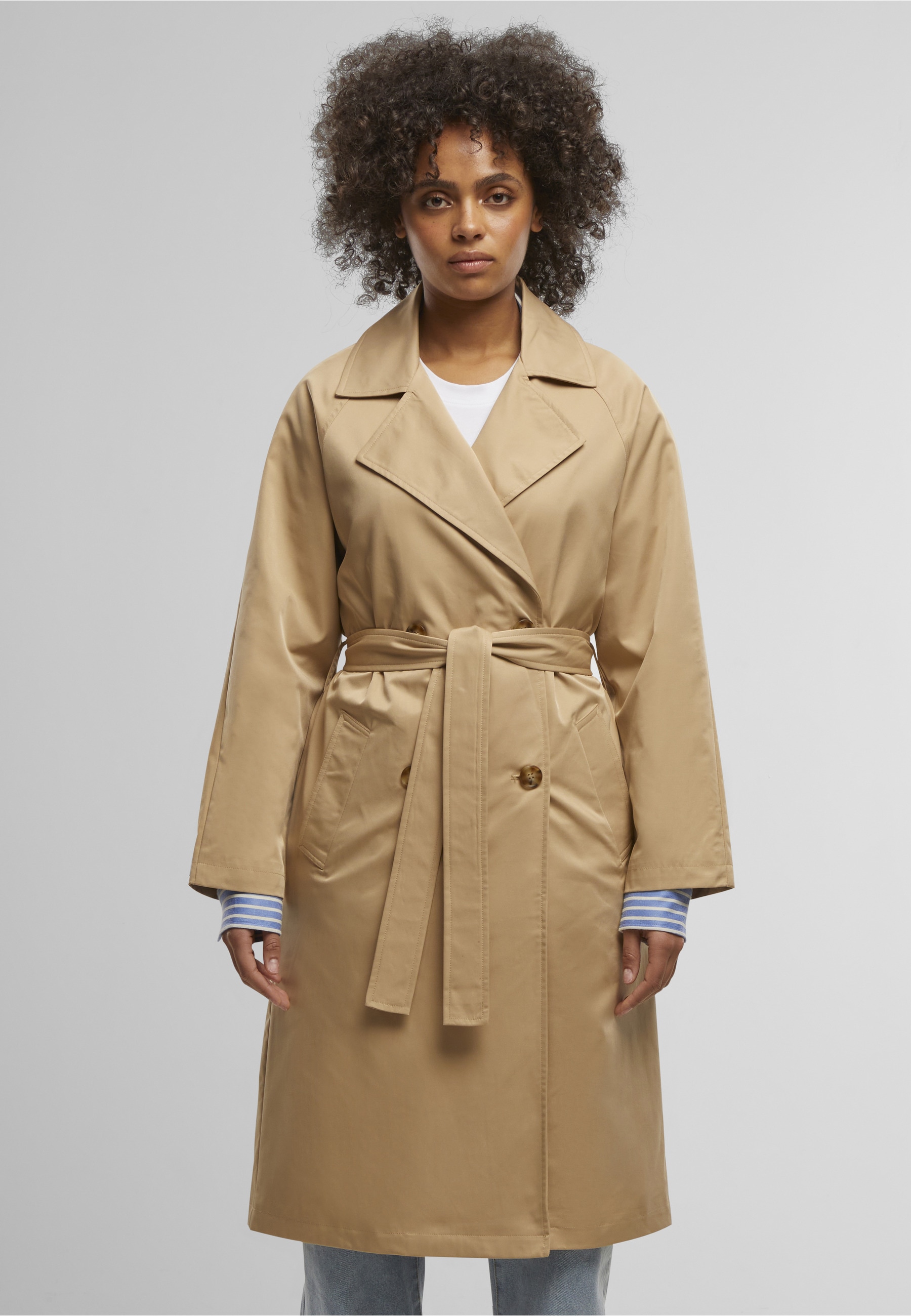 URBAN CLASSICS Winterjacke »Urban Classics Ladies Trenchcoat« 1 Stk. tlg. ohne Kapuze