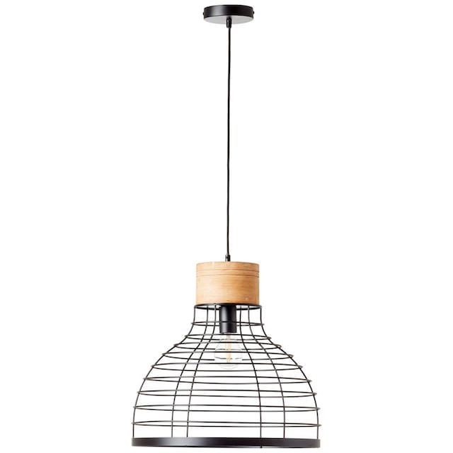 Brilliant Pendelleuchte »Avia«, 1 flammig-flammig, 135 cm Höhe, Ø 47 cm,  E27, kürzbar, Metall/Holz, schwarz/braun | BAUR