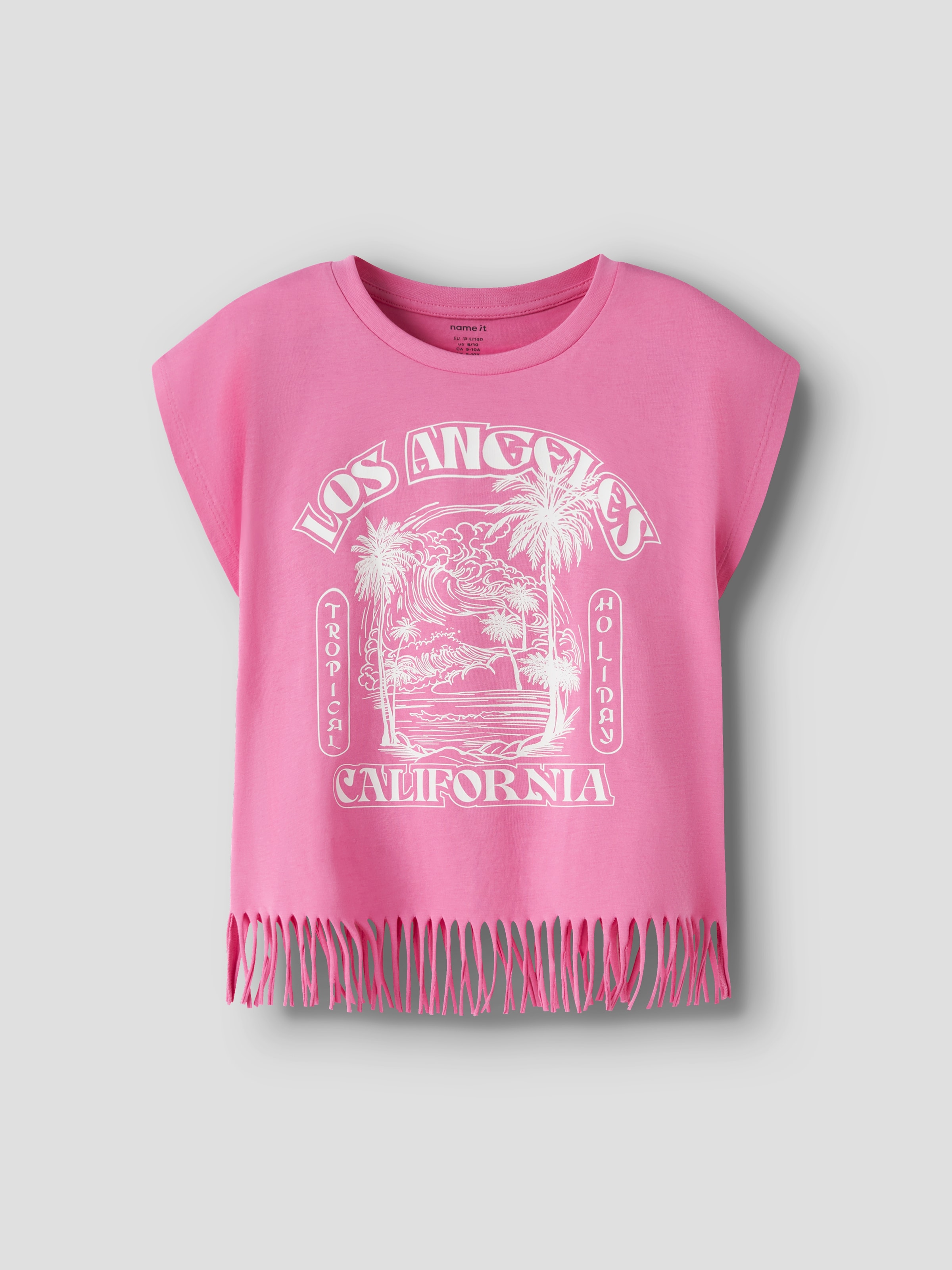 Name It T-Shirt »NKFVALONE 2P CAPSL SHORT TOP« Packung, 2 mit Glitzerdruck und Fransenkante