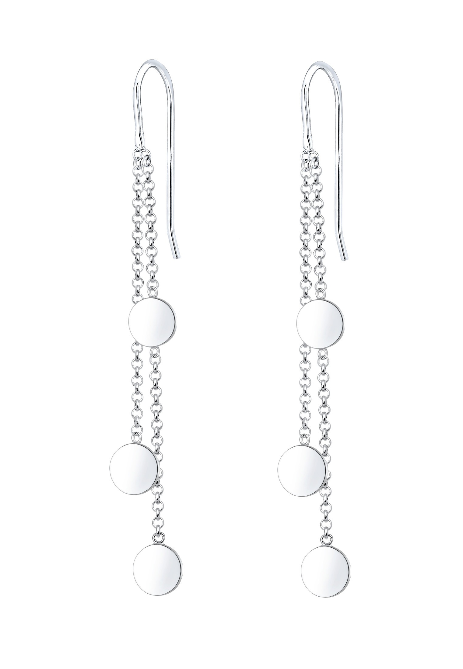 Paar Ohrhänger ELLI "Ohrhänger Geo Kreis Plättchen Trend 925 Sterling Silber", silber, Ohrringe, Damen, onesize, ohne Stein, Silber 925 (Sterlingsilber) 2