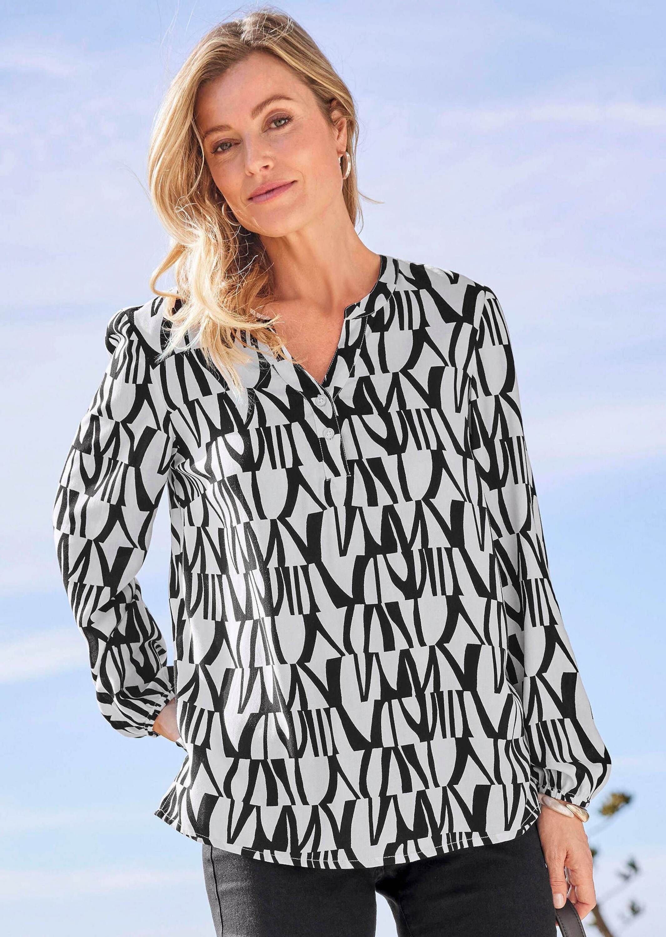 Thumbnail - GOLDNER Schlupfbluse "Printbluse mit Allover-Druck" Mit Seitenschlitzen