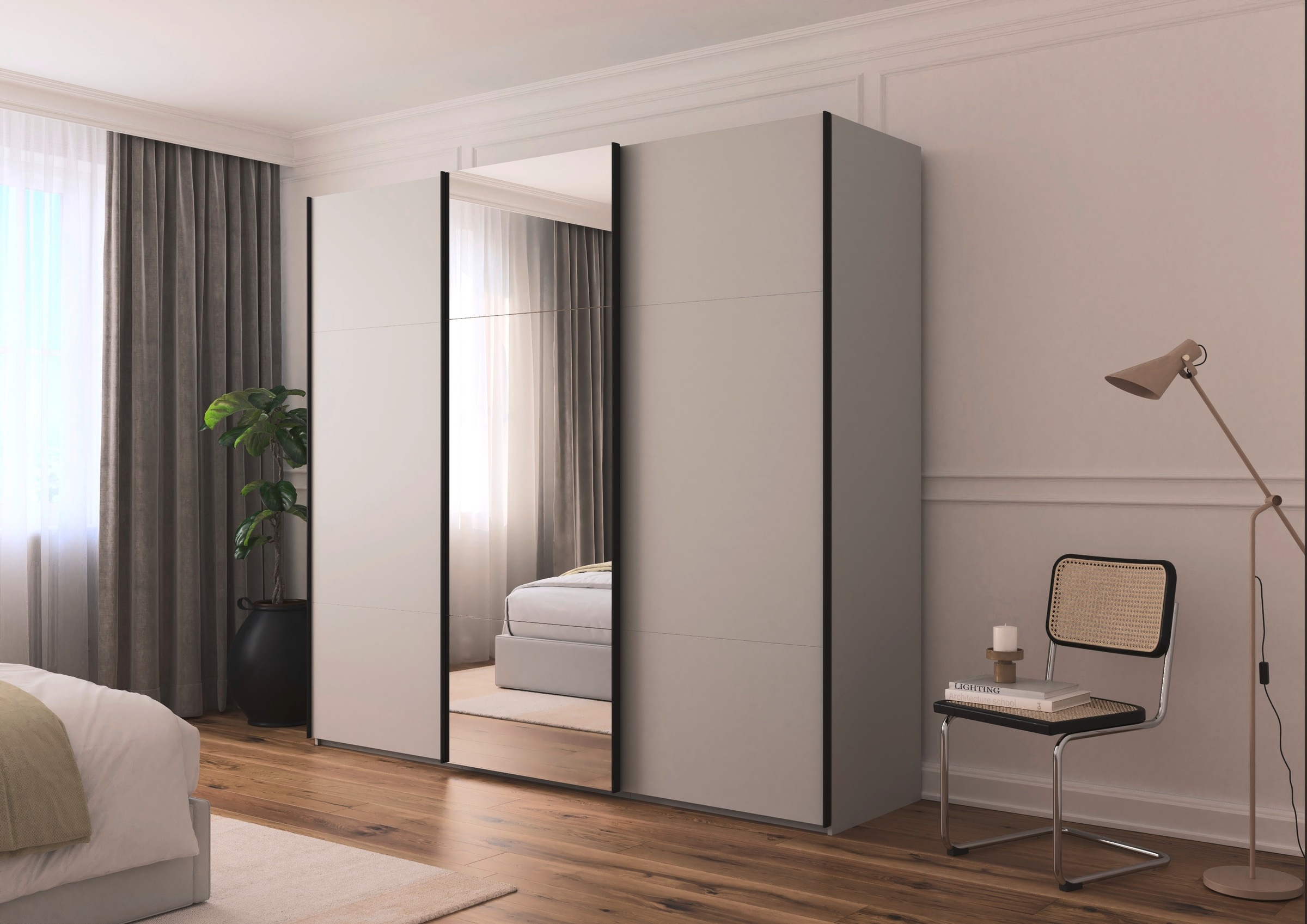 rauch Schwebetürenschrank »Kleiderschrank Schrank Garderobe Schlafzimmerschrank CONTIDO«, (in 3 verschiedenen Ausstattungen BASIC/CLASSIC/PREMIUM), aus hochwertigem Material in 6 Breiten 2 Griff-Farben MADE IN GERMANY