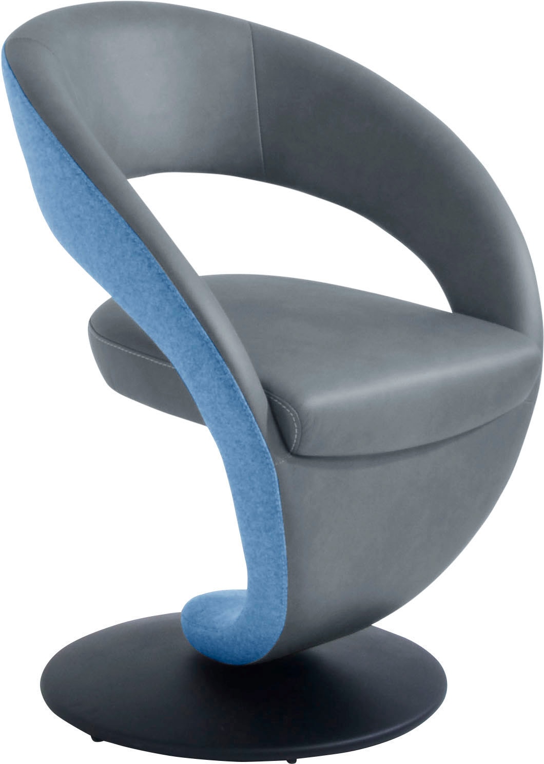 K+W Komfort & Wohnen 1100000002199 "Wave, Drehstuhl, Polsterstuhl" () Design-Drehstuhl, Drehteller in Metall schwarz, Farbkombination
