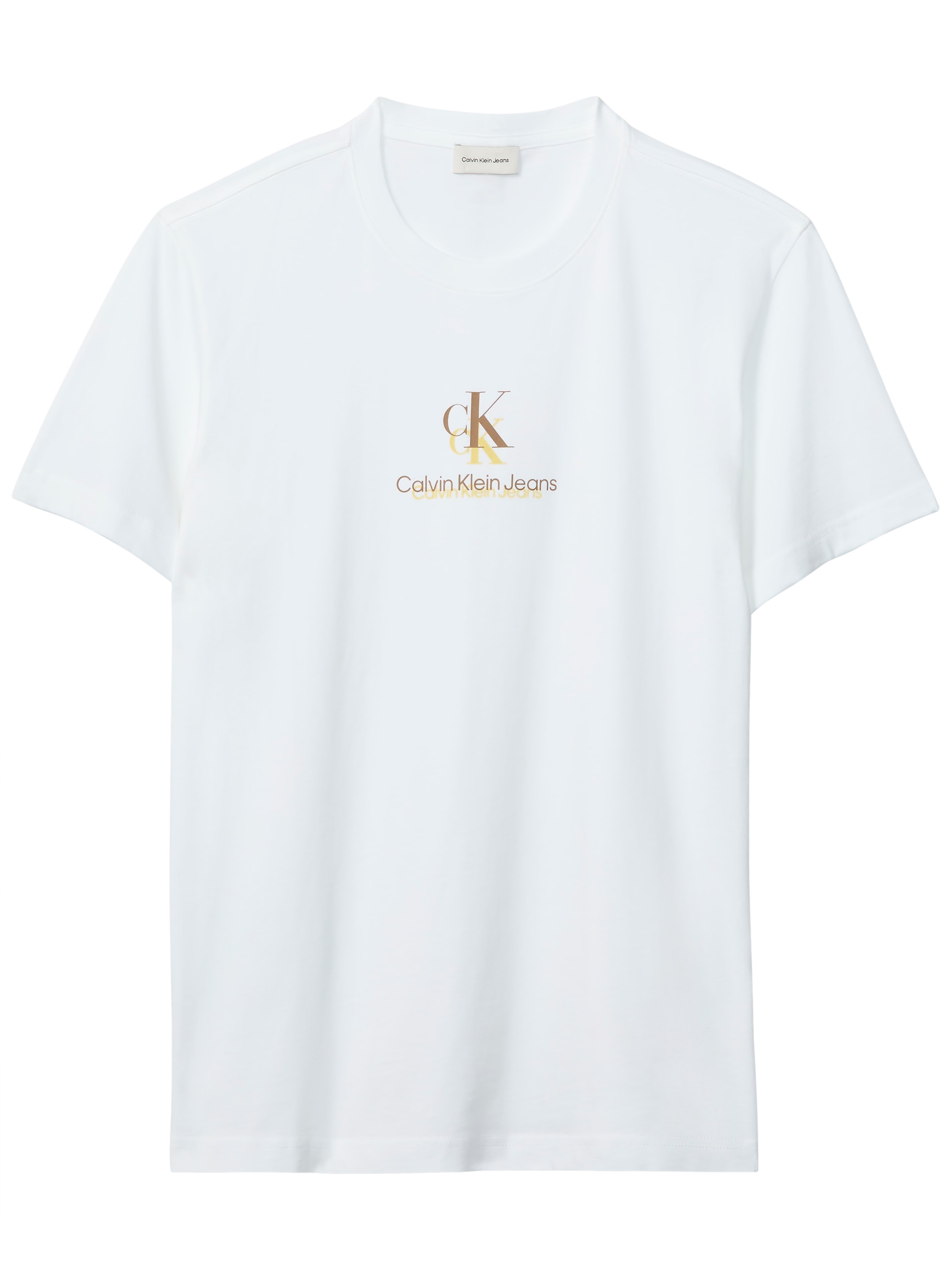 Calvin Klein Jeans T-Shirt Rundhalsausschnitt, Regular Fit, 2-farbiger Logoschriftzug