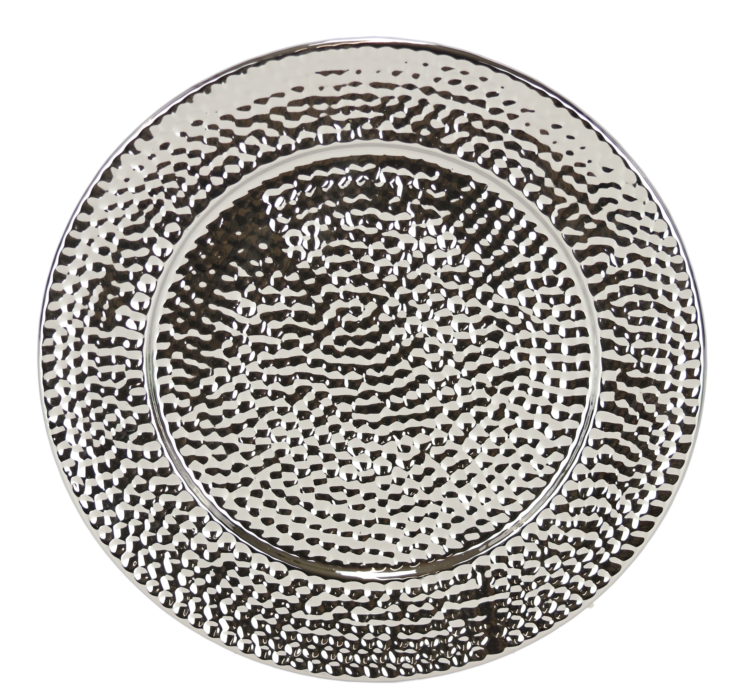 I.GE.A. Dekotablett »Keramik-Schale«, (1 St.), Dekoschale silber Tablett Weihnachtsdeko Deko Advents-Tablett rund