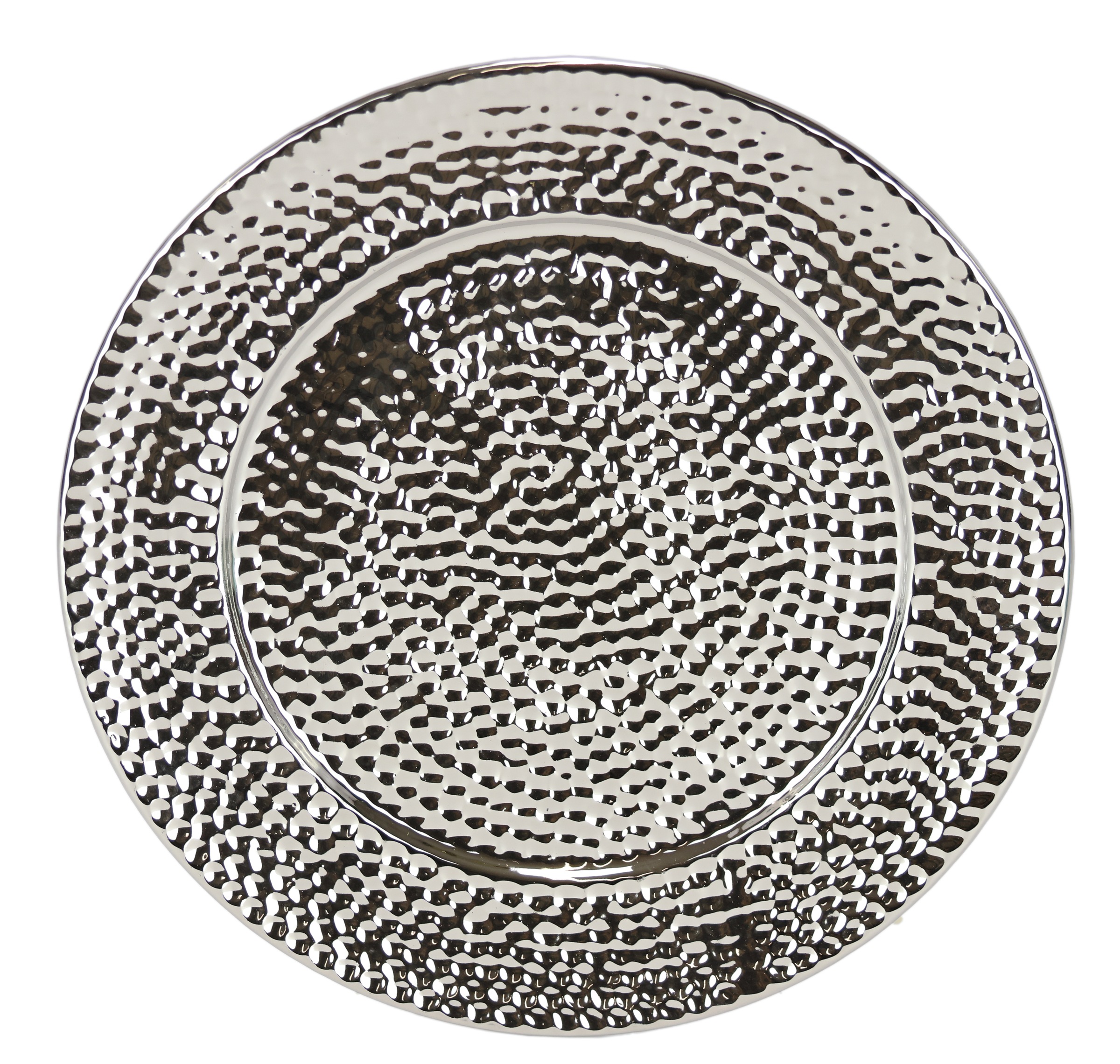 Thumbnail - I.GE.A. Dekotablett "Keramik-Schale" Dekoschale silber Tablett Weihnachtsdeko Deko Advents-Tablett rund