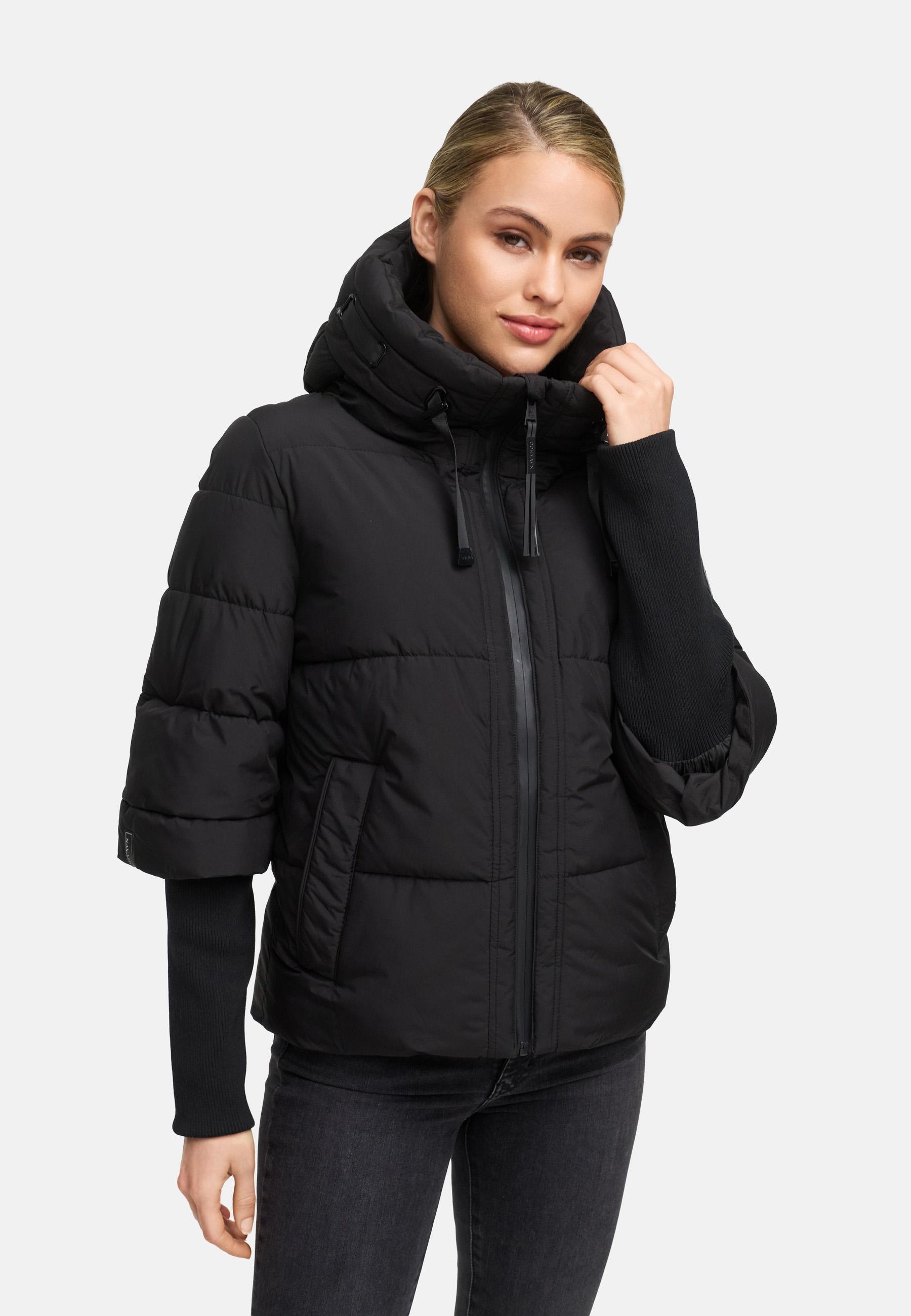 Navahoo Steppjacke »Lotusherz XIV«, mit Kapuze, Warme gesteppte Winterjacke mit Rippstrickärmeln