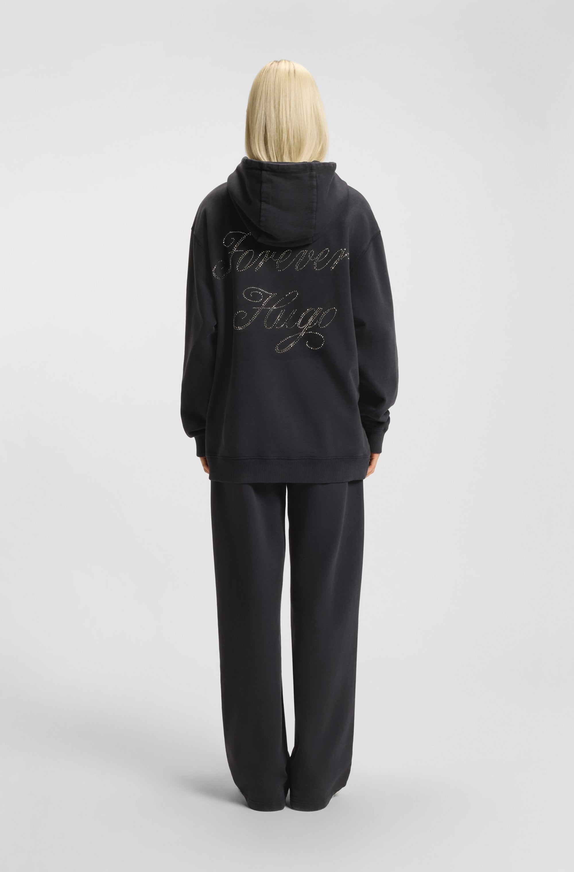 HUGO Blue Hoodie »Dejandra«, Oversized Fit, Strassapplikation auf dem Rücken
