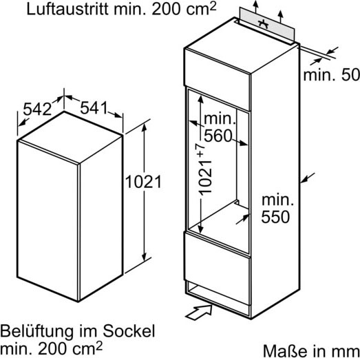 NEFF Einbaukühlschrank »K1536XSF0«, K1536XSF0, 102,1 cm | 54,1 Rechnung auf hoch, BAUR breit cm