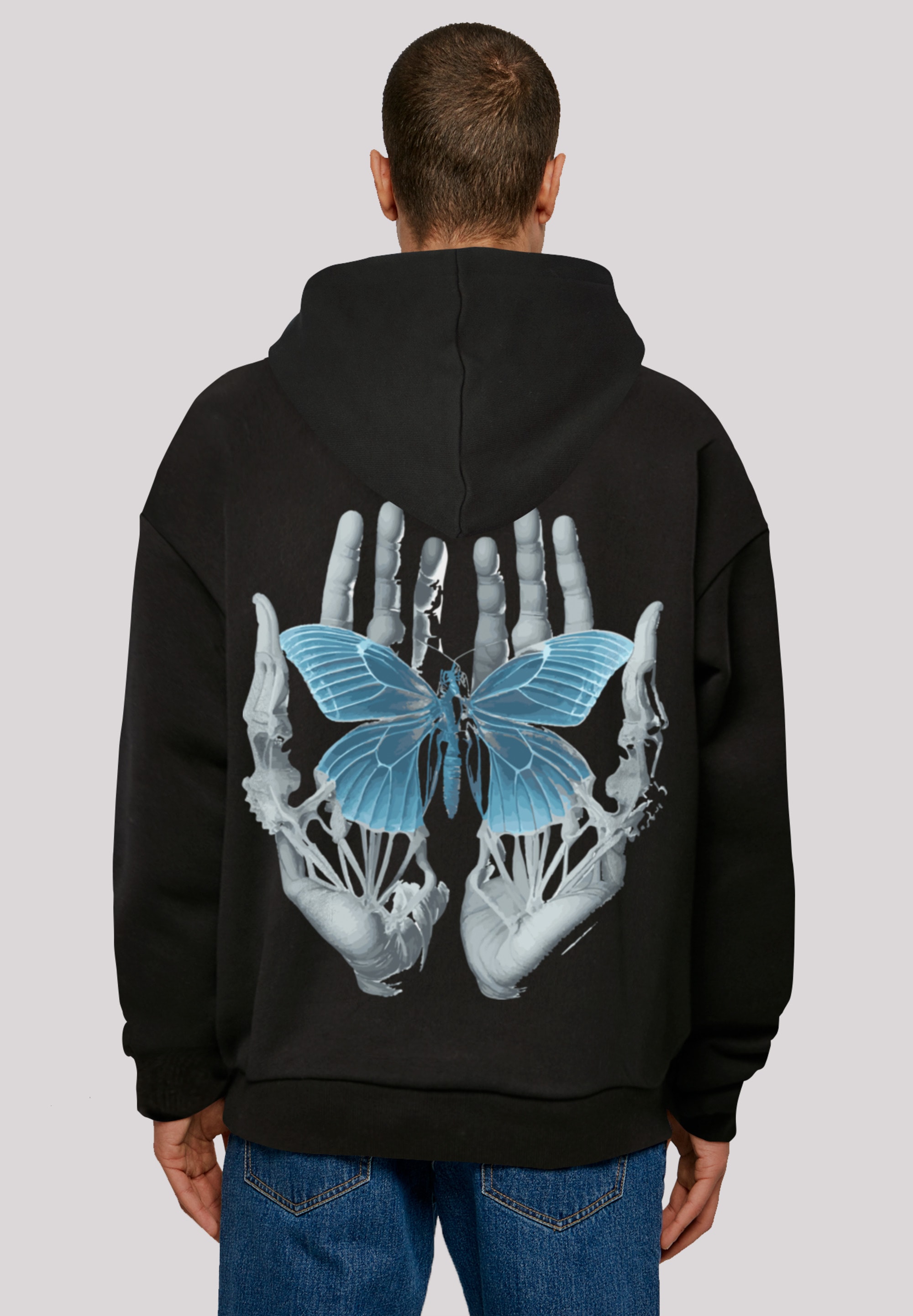 Kapuzenpullover »Skelett Hände Schmetterling«, Print