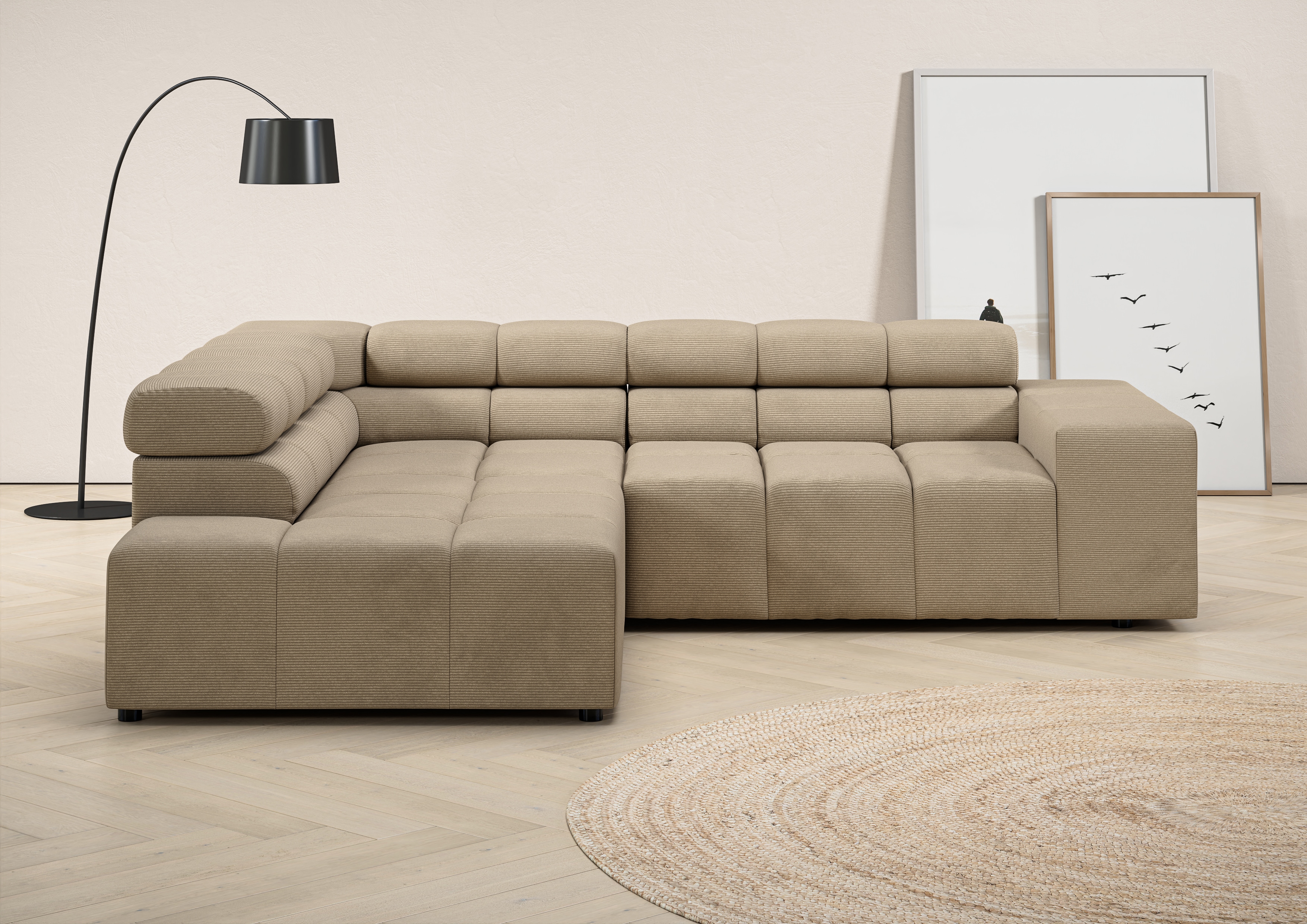 Home affaire Ecksofa "Ancona, Ecksofa, incl. Kopfteilverstellung, Breite 249 cm, L-Form" wahlweise motorische Sitztiefenverstellung, B/T(H: 249/215/70 cm