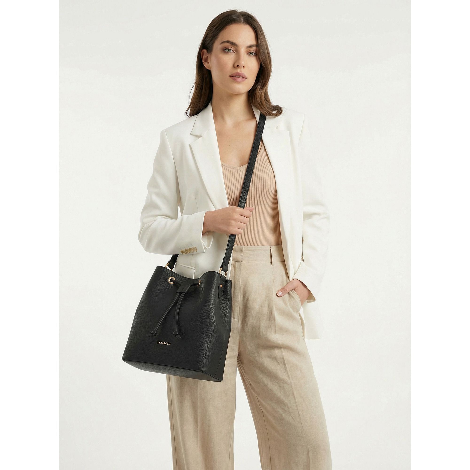 Lazarotti Beuteltasche »Bologna Leather Crossbody Beuteltasche Leder 25 cm«