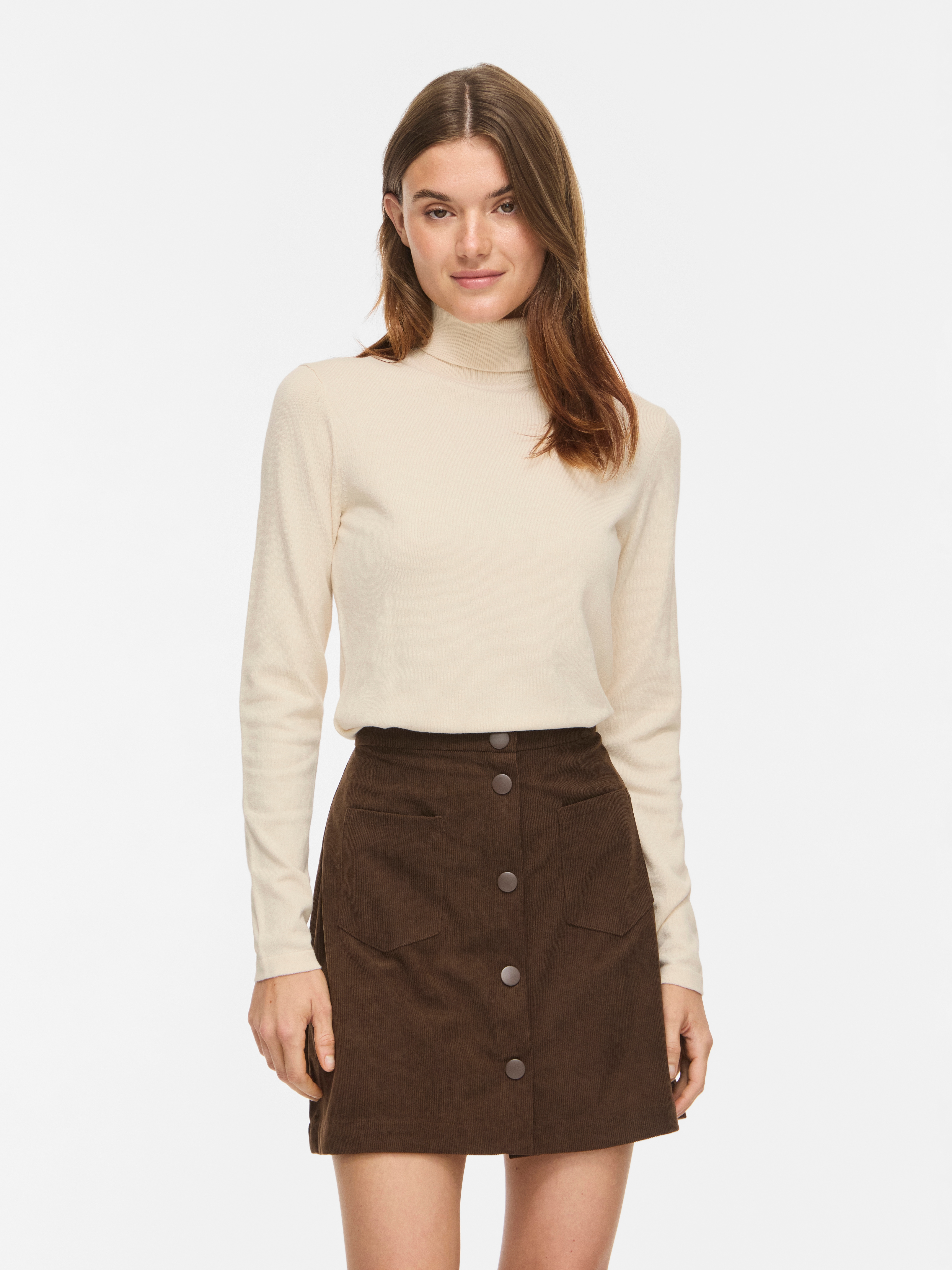 Vila Rollkragenpullover "VIMALU ROLLNECK L/S KNIT TOP NOOS" Materialmix