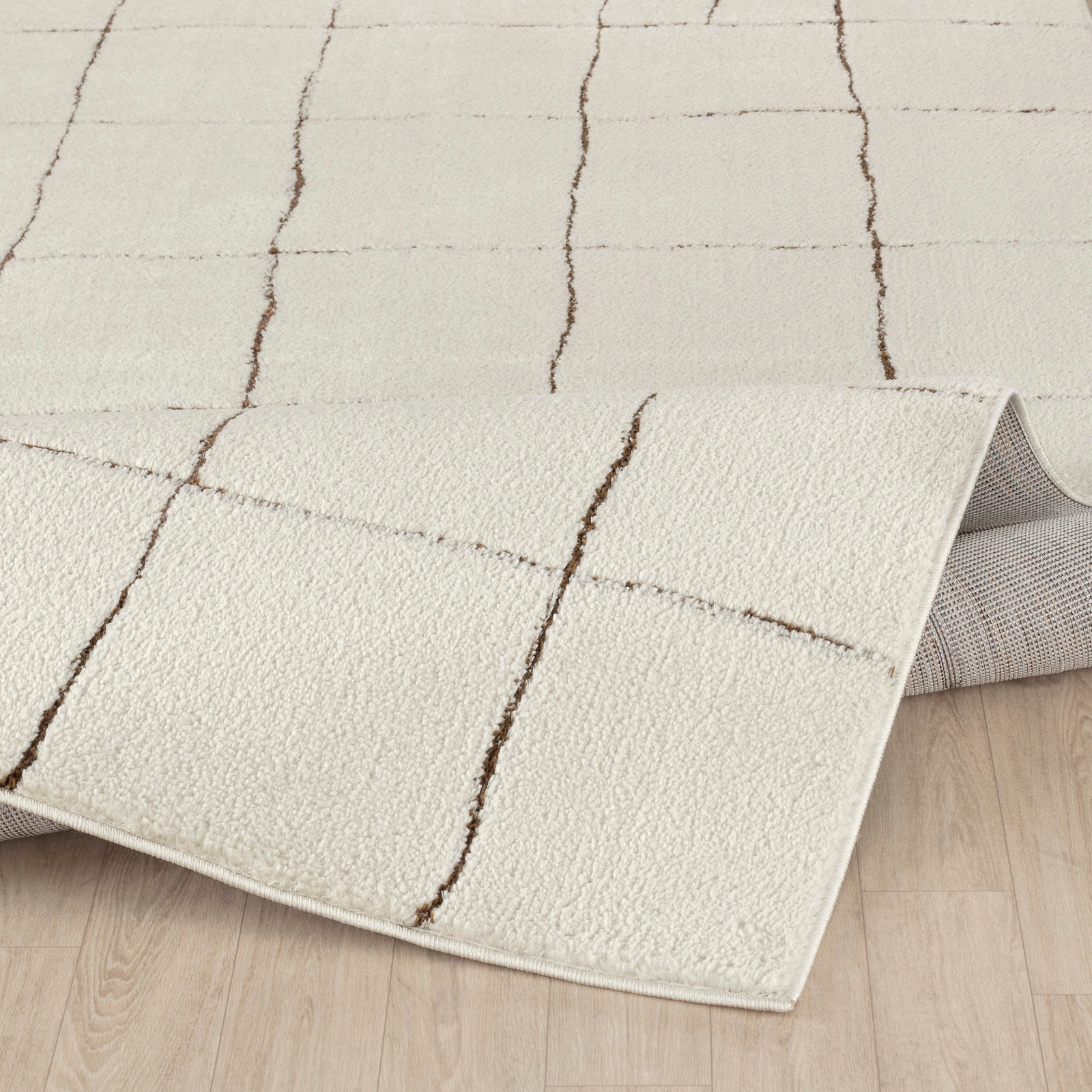 Thumbnail - Livabliss Teppich "GIJON" rechteckig 14 mm Höhe Skandinavischer Teppich, Modernes Karo Design, Kurzflor, Wohnzimmer