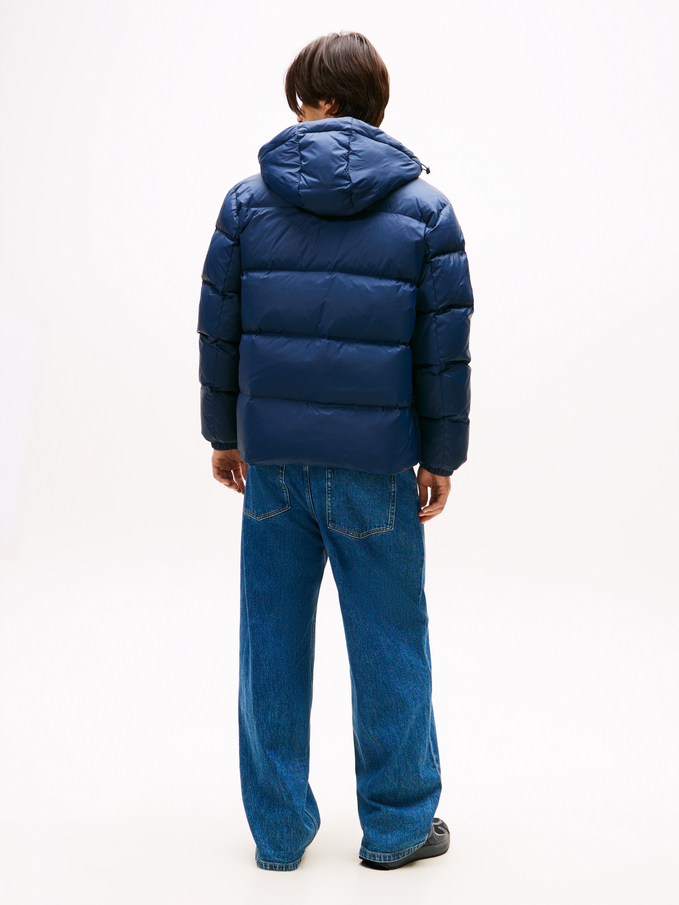 Steppjacke TOMMY JEANS "TJM ESSENTIAL DOWN JACKET EXT", Herren, Gr. XL, blau (schwarz night navy), Web, Obermaterial: 100% Polyester, Jacken Steppjacke, Winterjacke Outdoorjacke Gefüttert 2 in 1 Jacke abnehmbare Kapuze 6