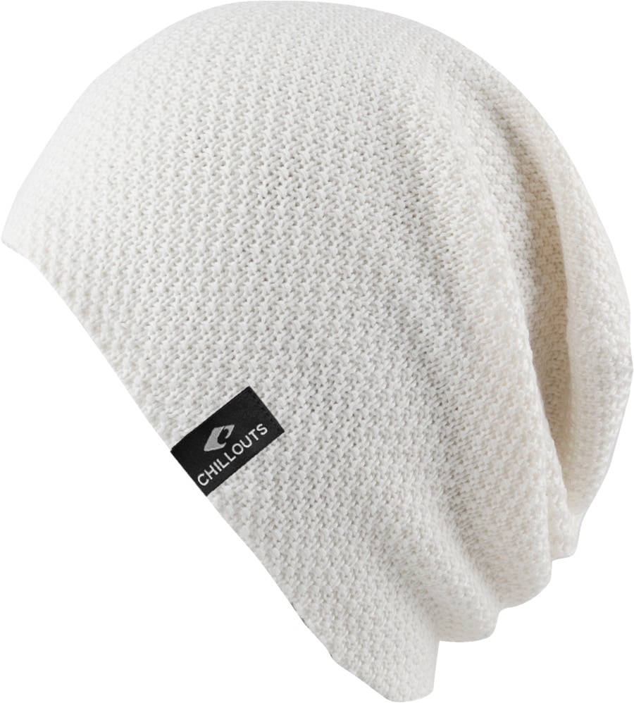 CHILLOUTS Damen Beanie "Osaka Hat", weiß, unifarben, Strick, Baumwolle, Mützen, Slouch-Mütze mit strukturierter Oberfläche