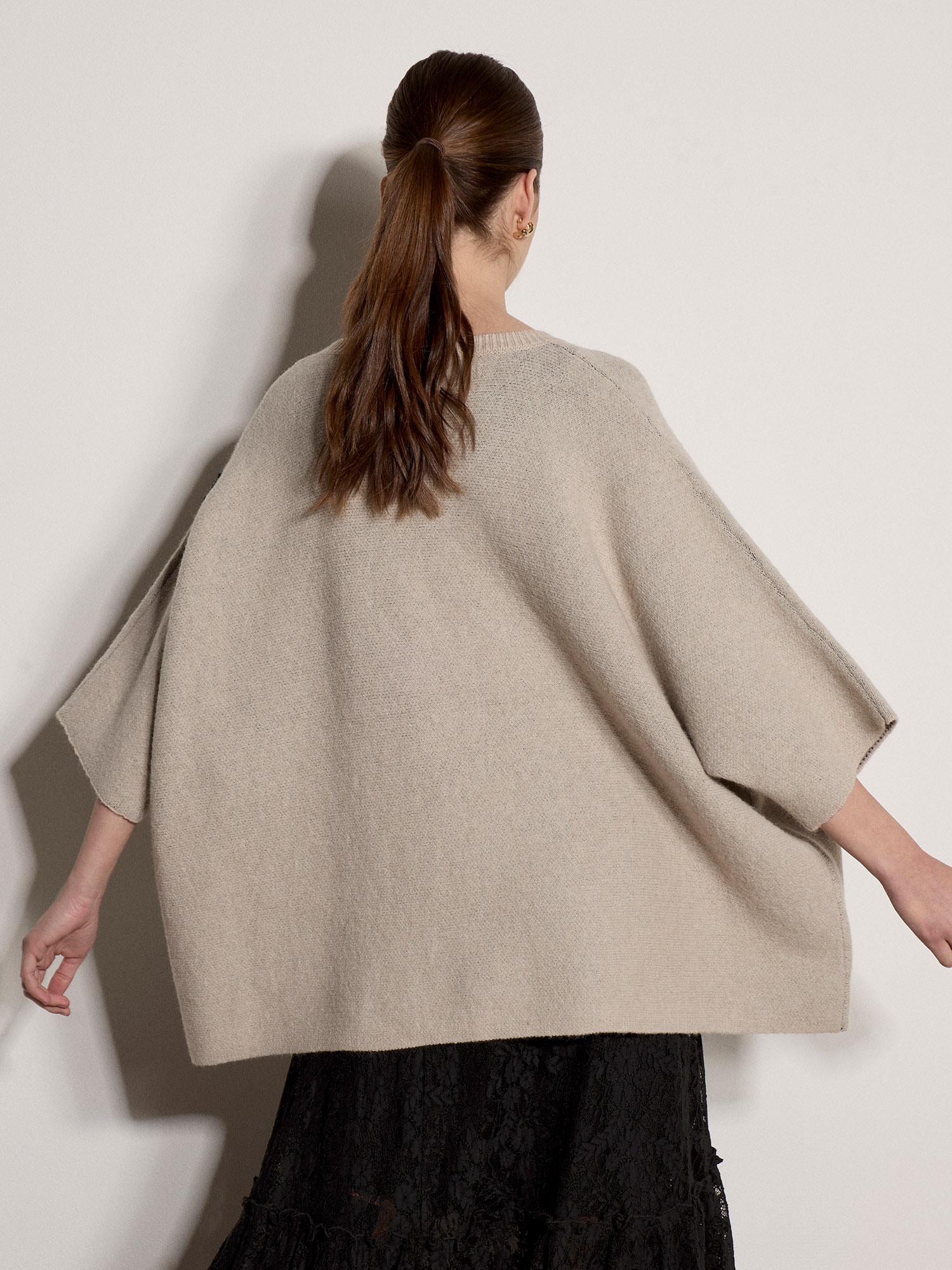 Apricot Strickpullover »Oversize-Cape-Pullover« mit abstraktem Blumenmuster