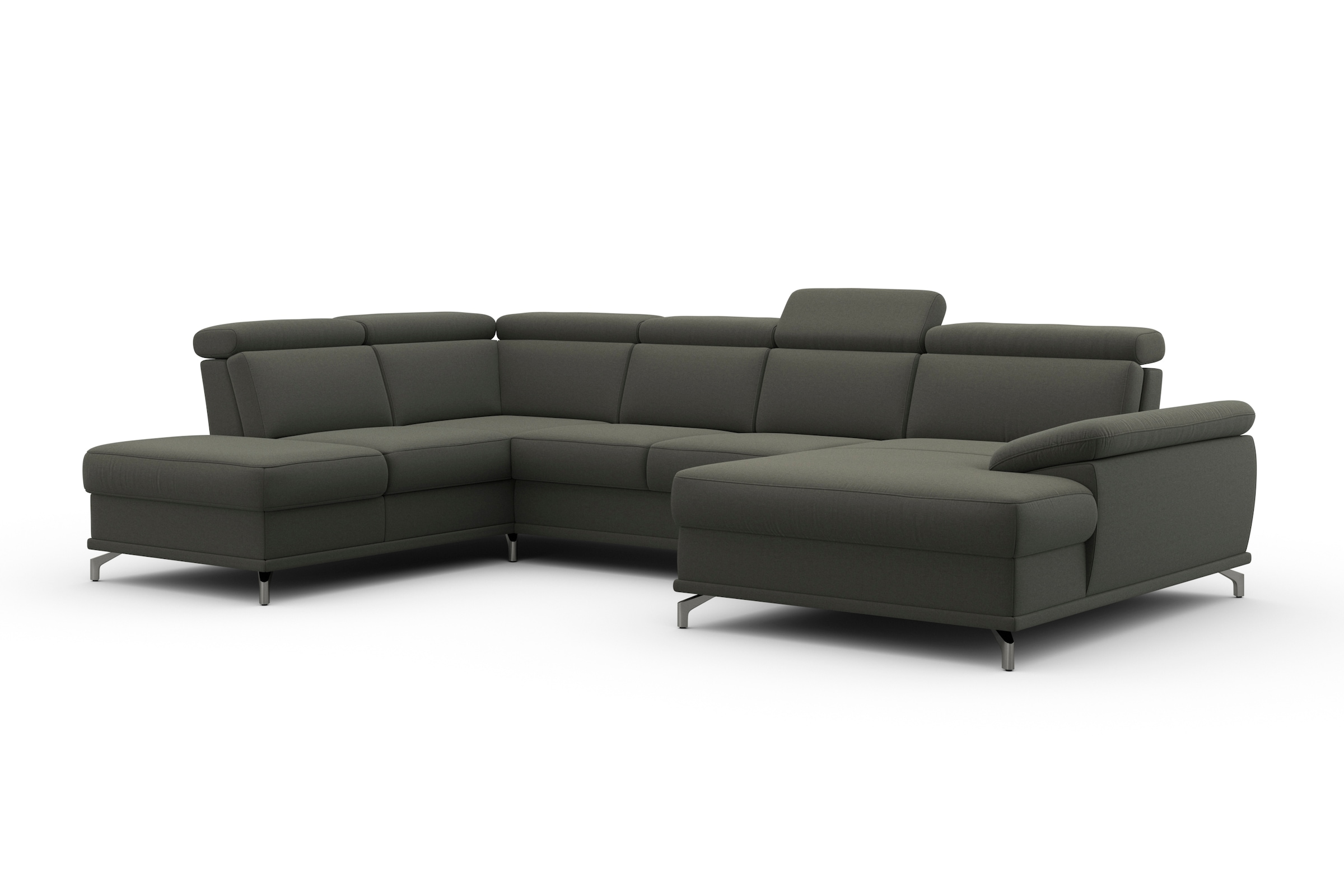 sit&more Wohnlandschaft »Cabrio U-Form, mit Sitztiefenverstellung, Arm- und Kopfteilverstellung«, 3 Nierenkissen, Federkern, optional Bettfunktion und Stauraum