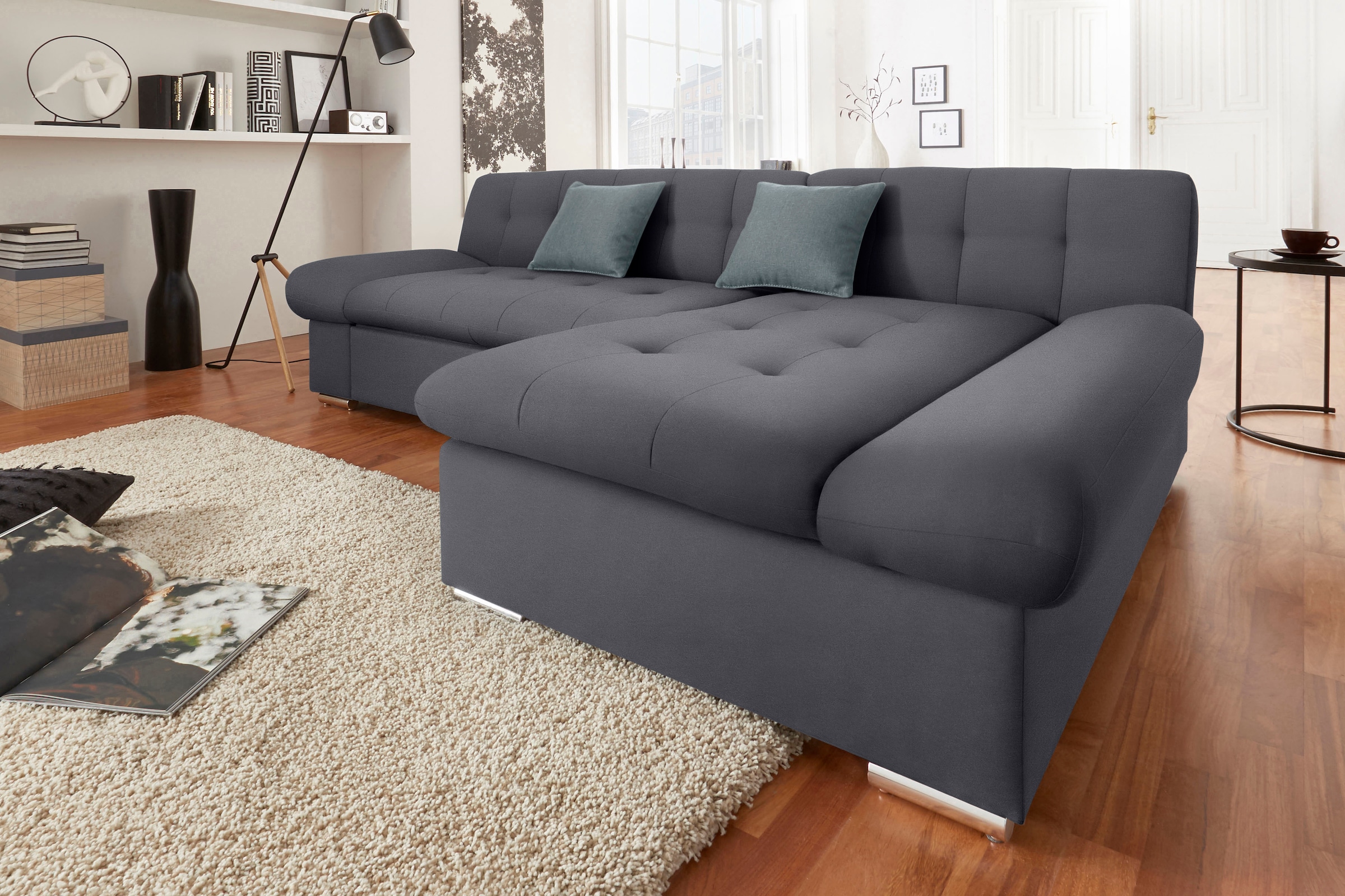 TRENDMANUFAKTUR Ecksofa "Reggae II, moderne Optik, Armteilverstellung, B/T günstig online kaufen
