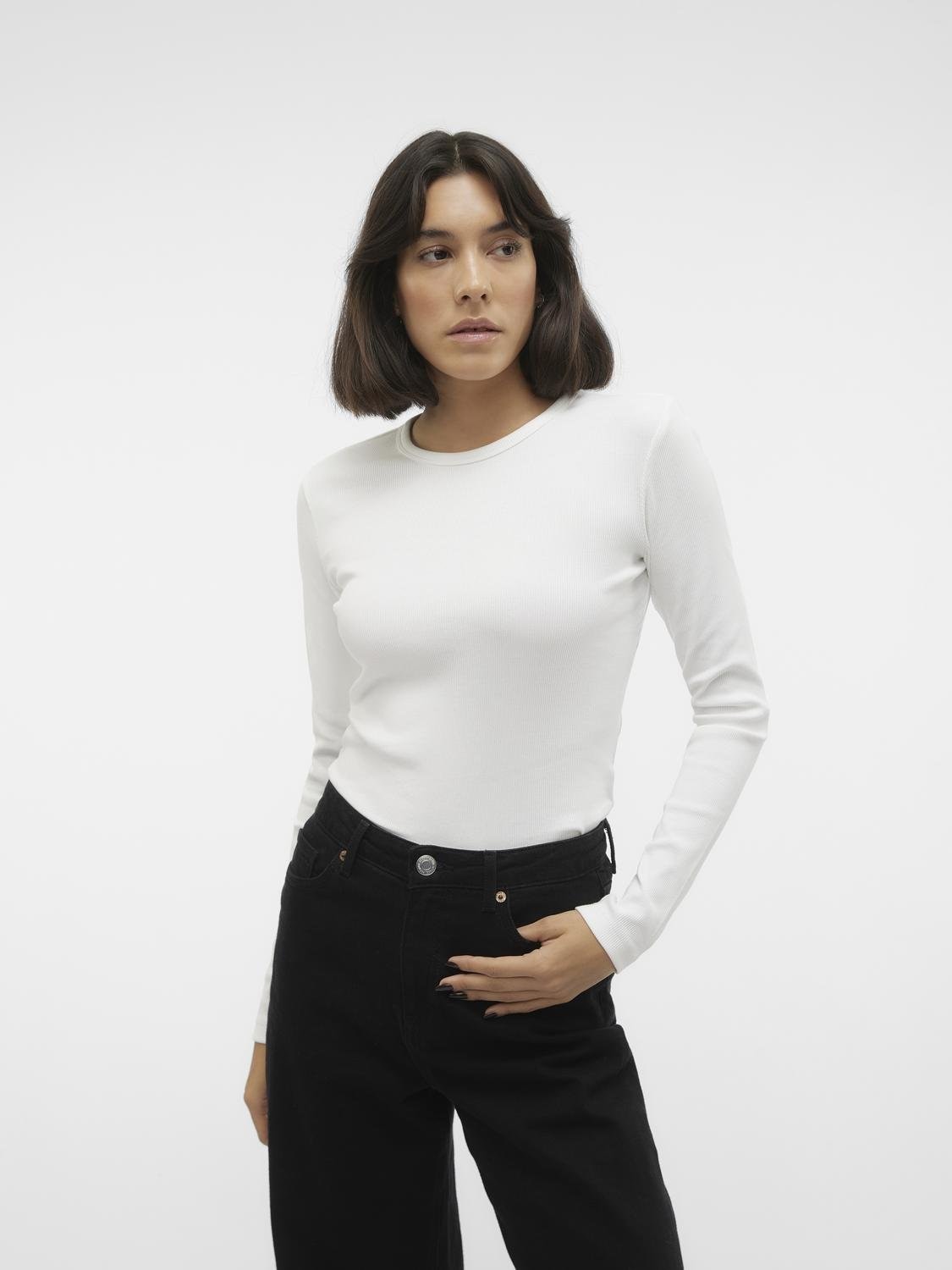 Vero Moda Langarmshirt "VMCHLOE LS SHORT TOP JRS NOOS" Baumwollmischung, slim fit