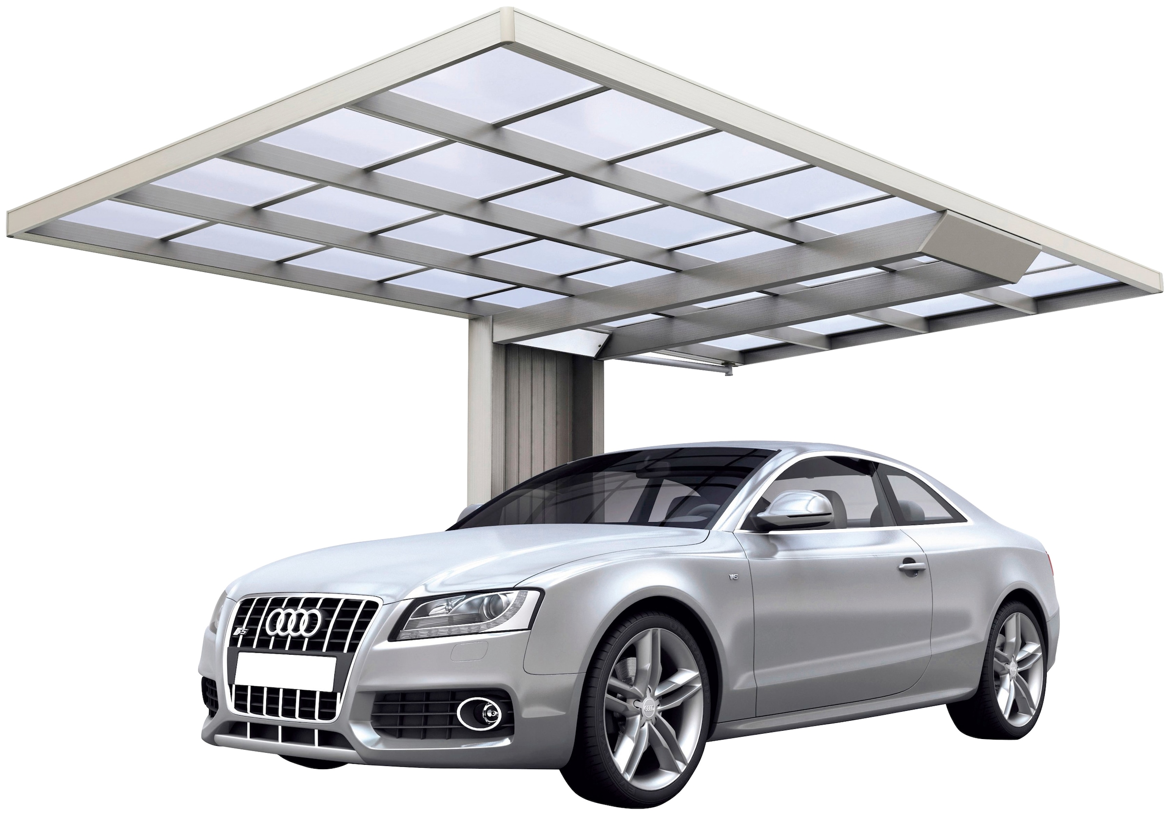 Ximax Einzelcarport "Neo Typ 2556 Typ 90 Standard-Edelstahl-Look", Aluminium, 228 cm, edelstahlfarben, Aluminium