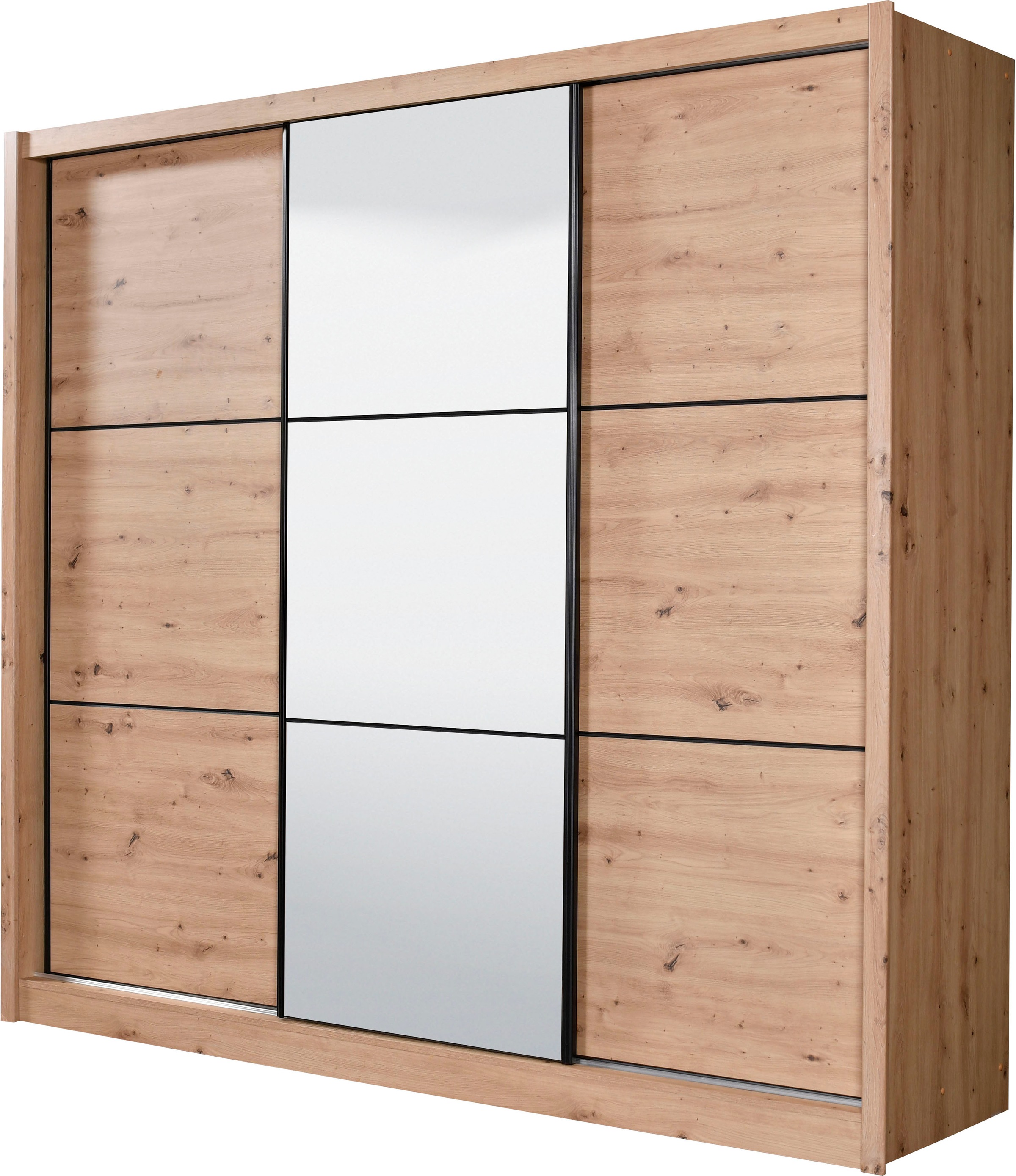 INOSIGN Schwebetürenschrank »Navara Kleiderschrank mit Spiegel Wäscheschrank Garderobe«, mit großzügiger Innenausstattung, FSC®-zertifiziert, in 3 Breiten