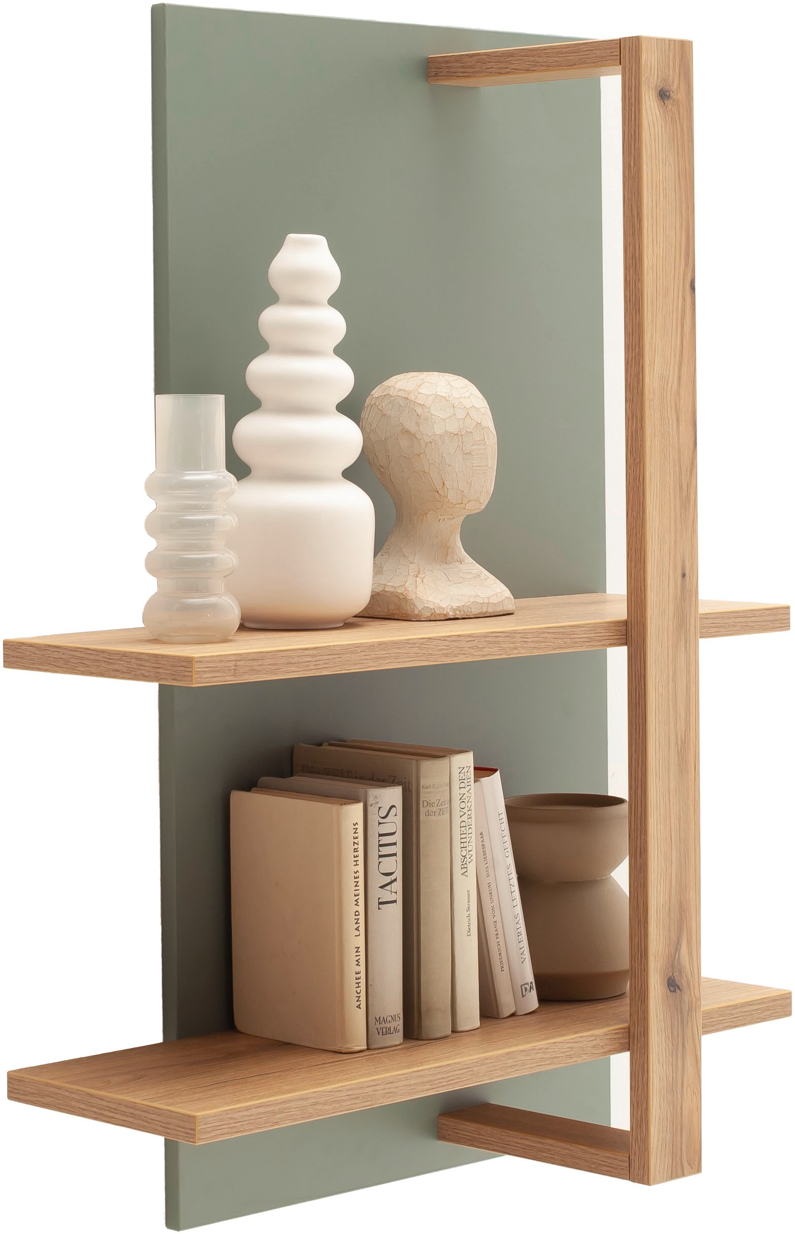 MCA furniture Wandregal »Moniz Wandregal«, (1), Regal,Wandregal,2 Böden, Eiche, Salbeigrün, Höhe 96 cm, Made in Europe