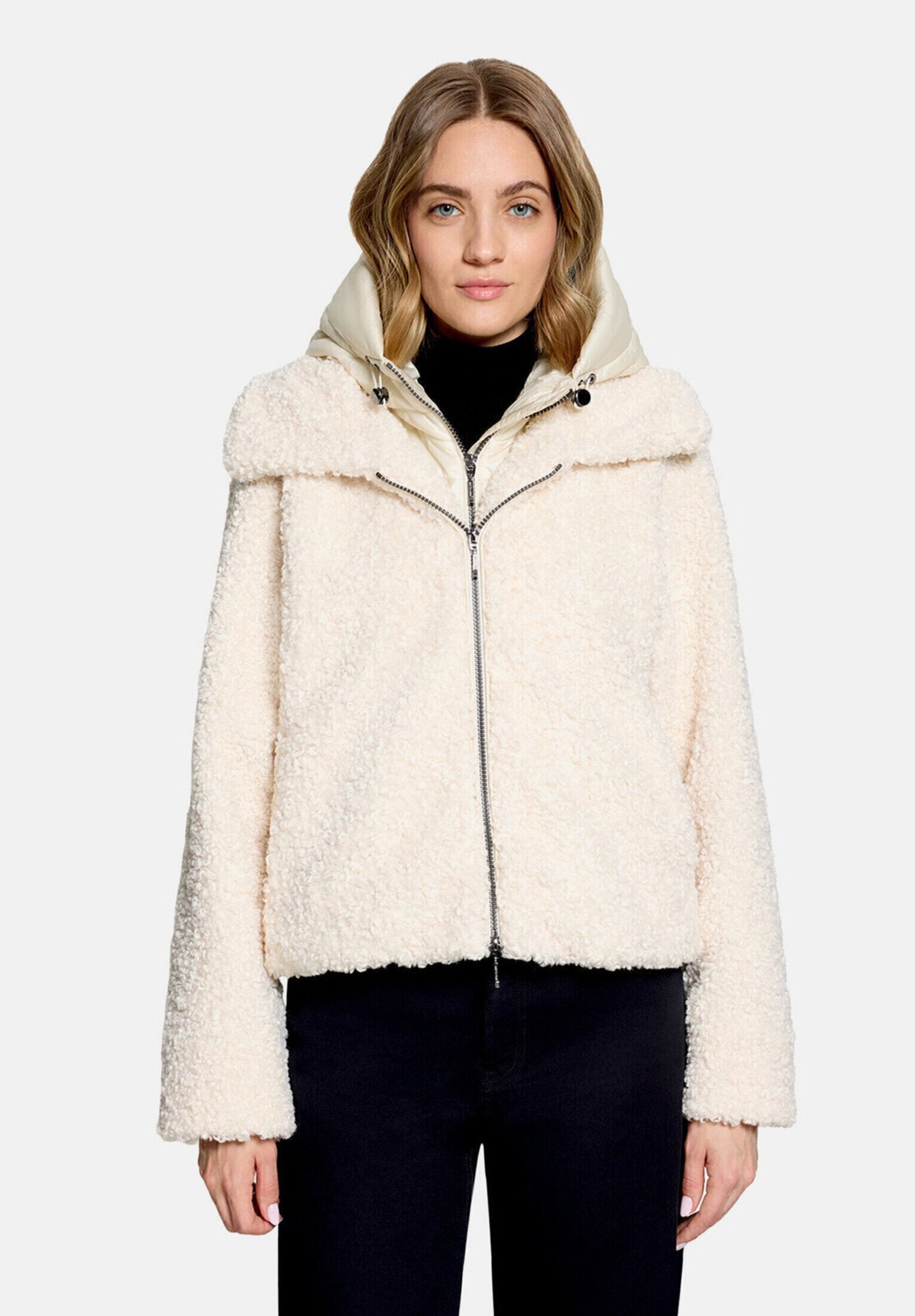 Amber & June Plüschjacke »Damen mit abnehmbarem Westenteil« mit Kapuze