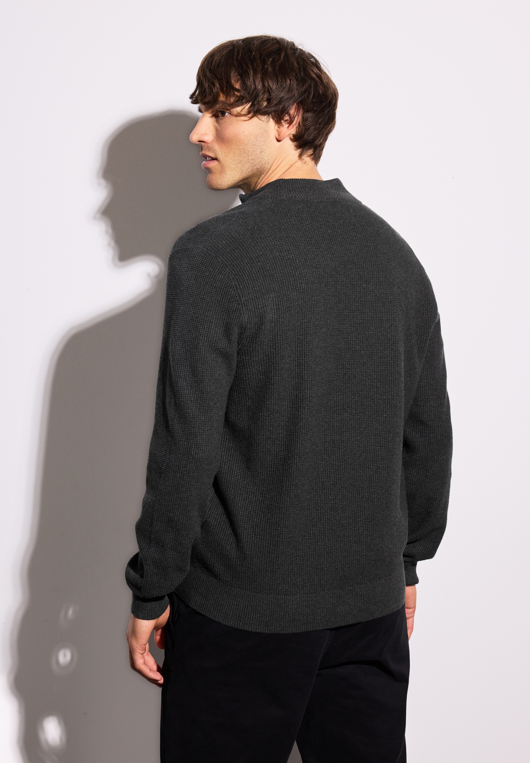 STREET ONE MEN Strickpullover, aus reiner Baumwolle