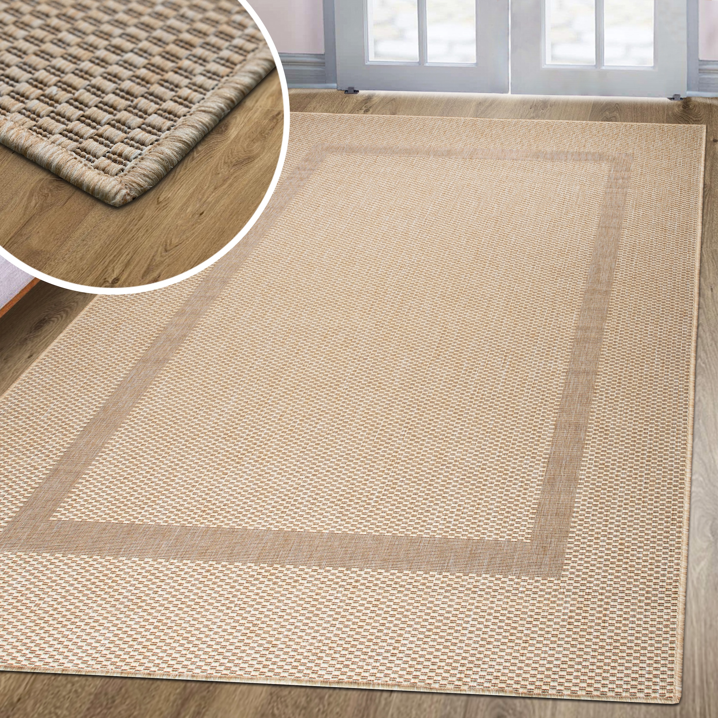 my home Teppich »Venedig Bordüre auch als Läufer erhältlich«, rechteckig, 3 mm Höhe, In- und Outdoor geeignet, Sisal-Optik, Wetterfest & UV-beständig