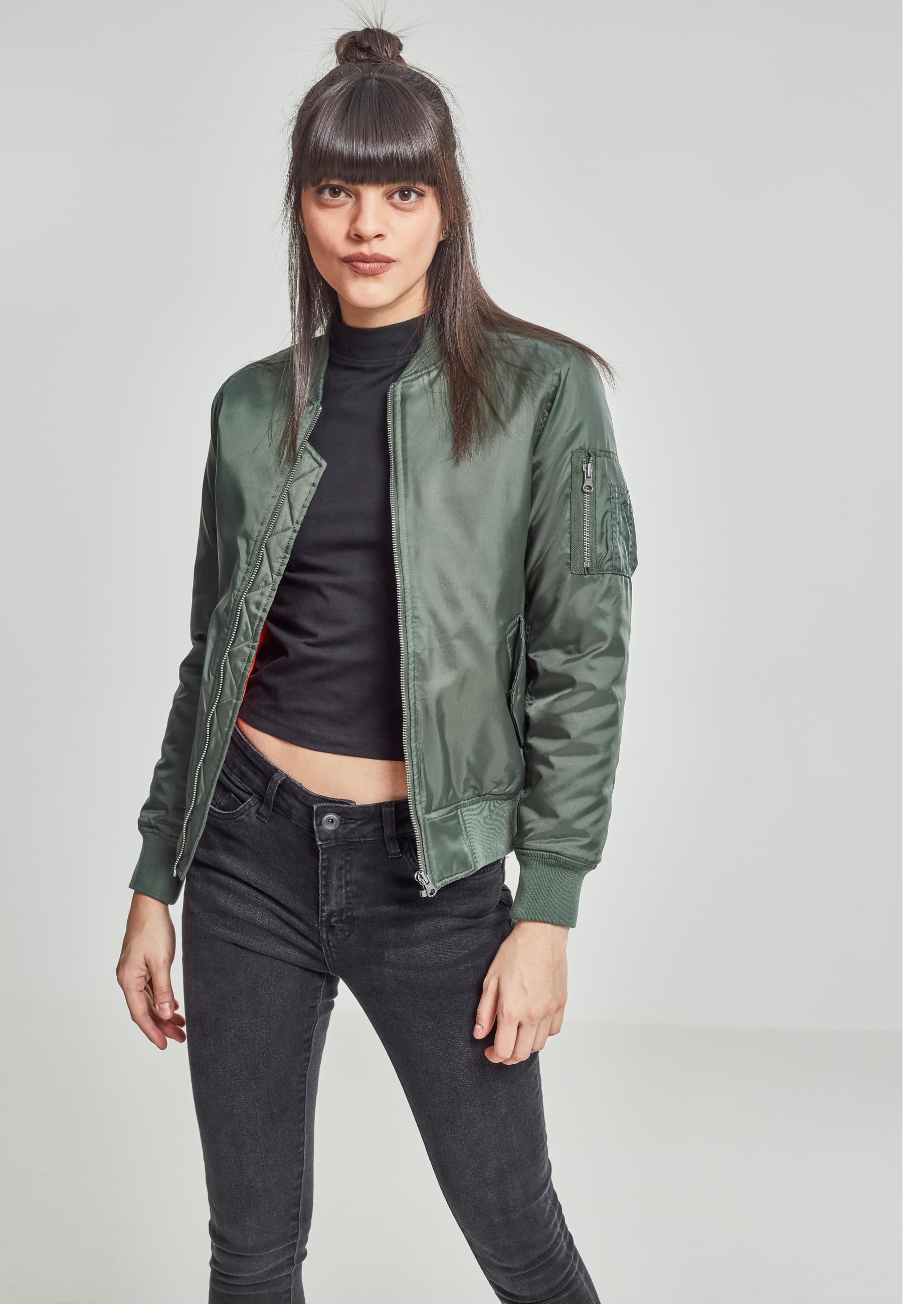 URBAN CLASSICS Allwetterjacke »Urban Classics Damen Ladies Basic Bomber Jacket«, (1 St.), ohne Kapuze