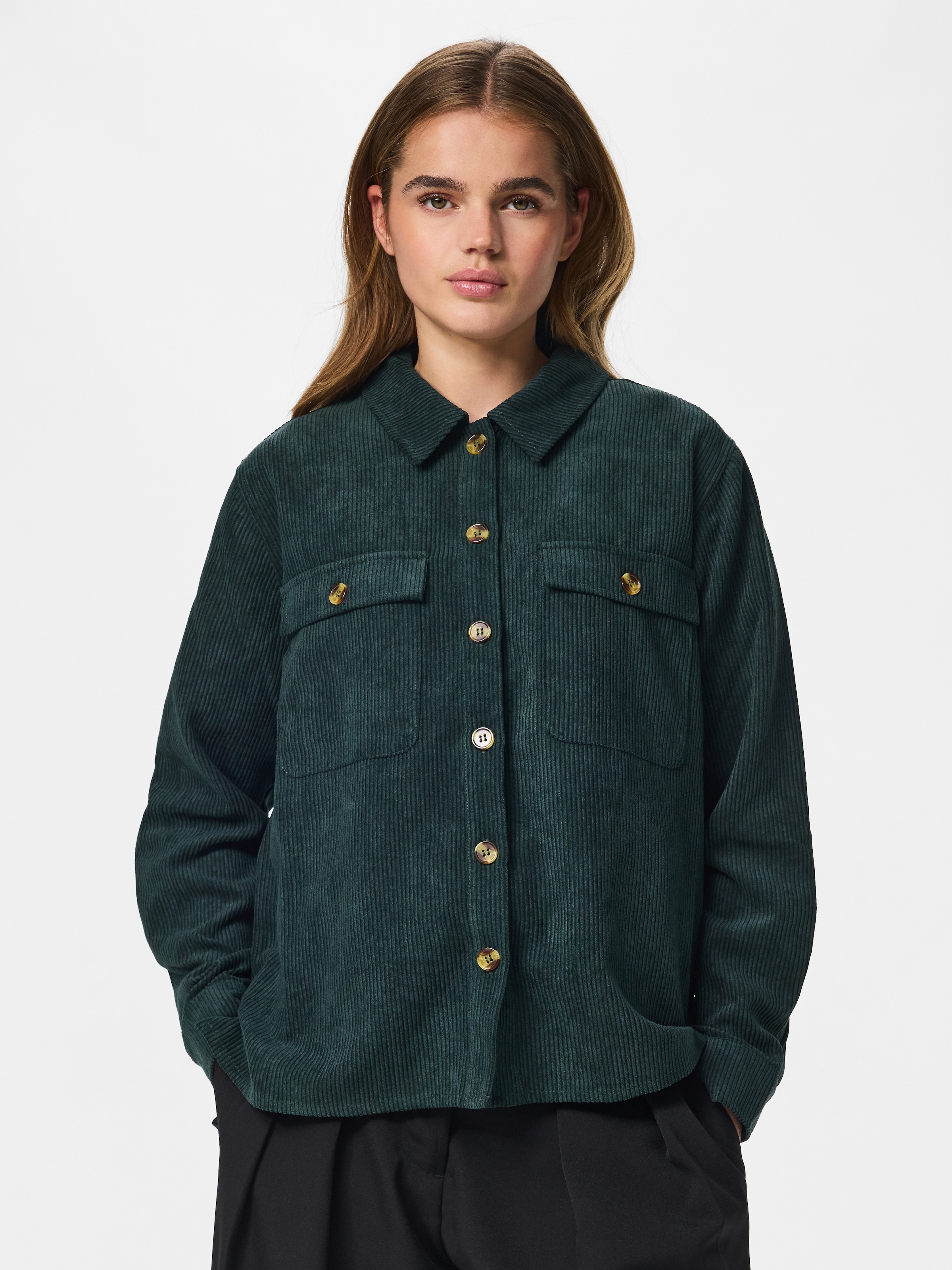 pieces Hemdbluse "PCEFFI LS SHIRT WVN NOOS" Materialmix, loose fit